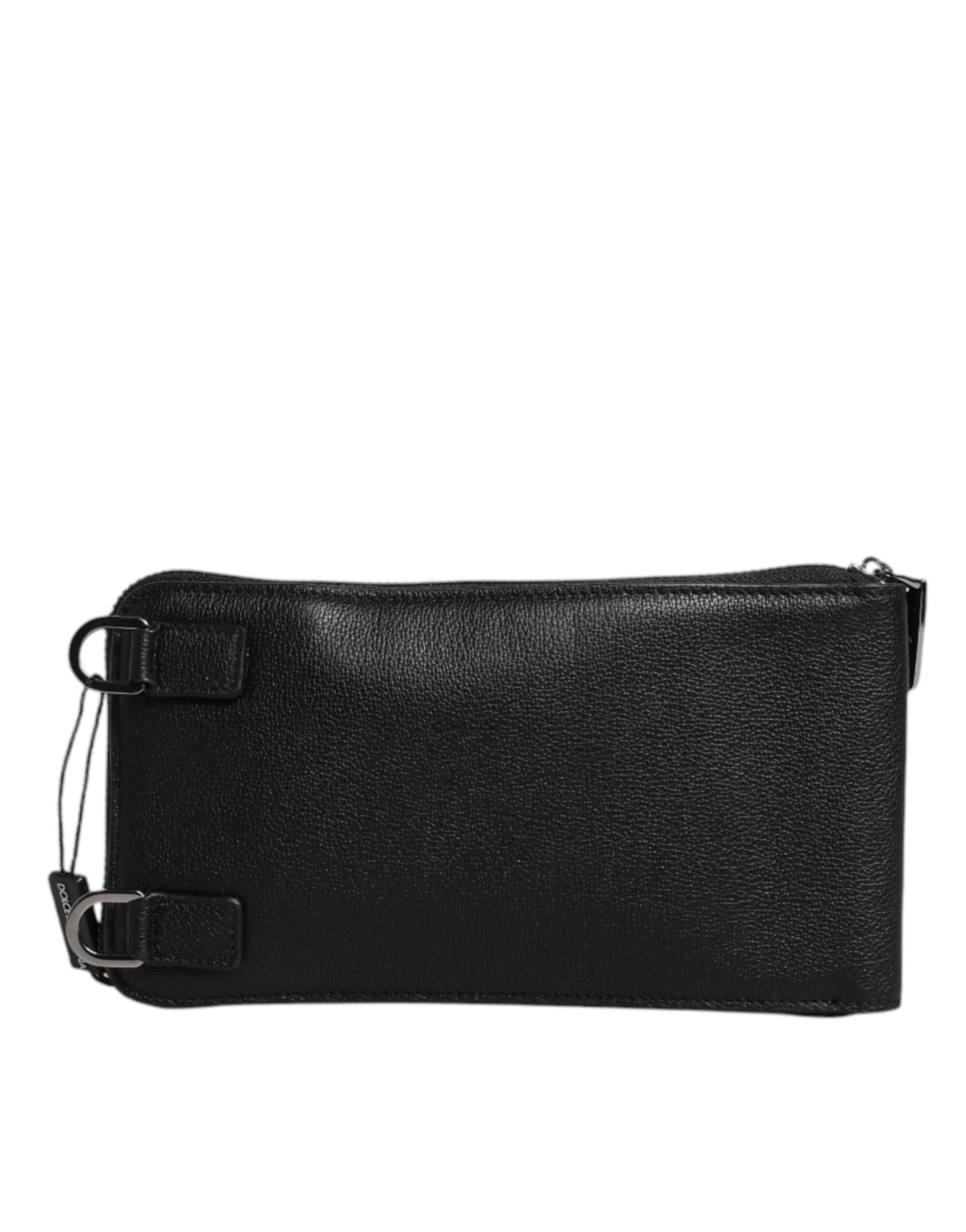 Dolce & Gabbana Schwarzes Leder Portemonnaie Crossbody Sling Phone Bag
