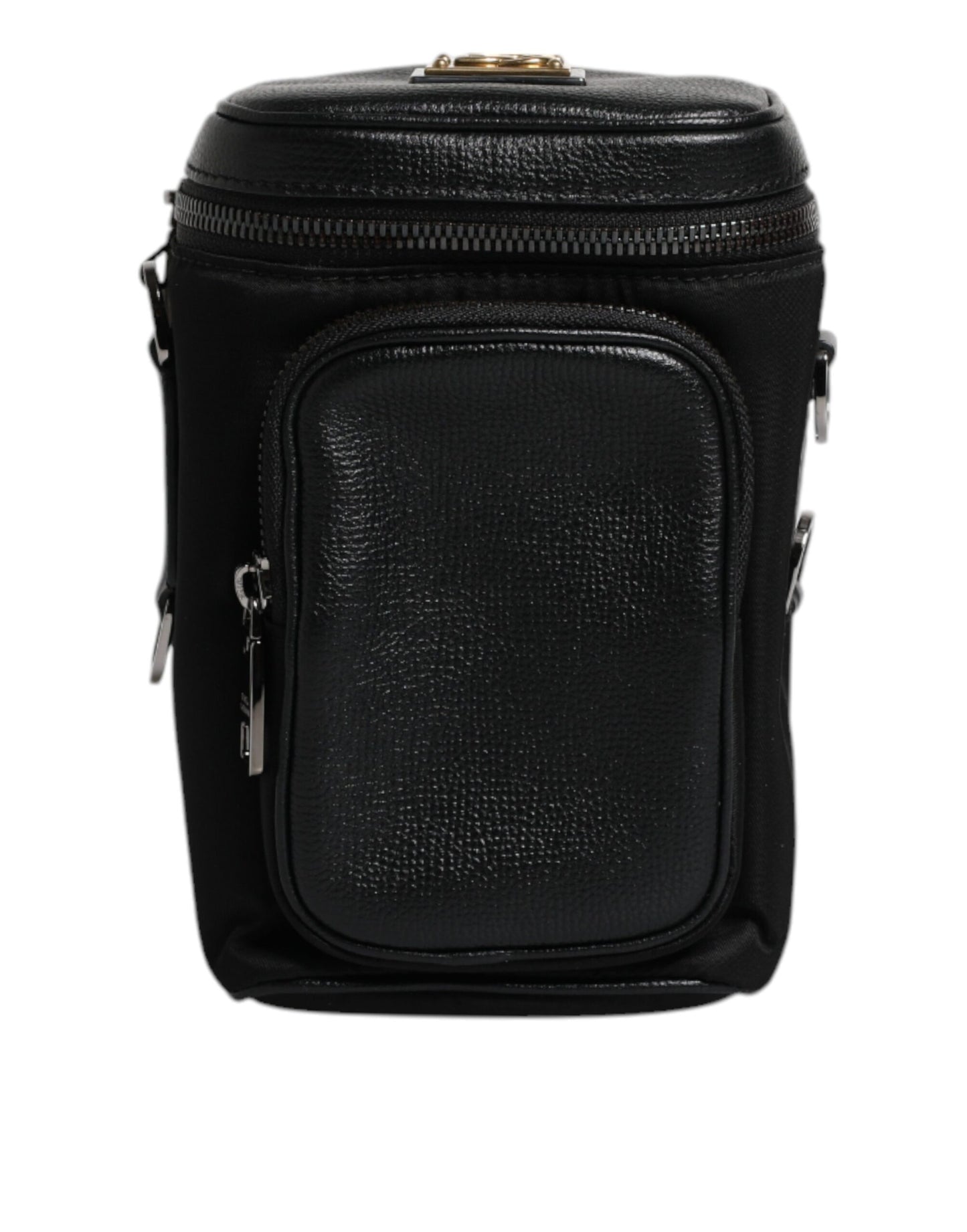 Dolce & Gabbana Schwarzes Leder Logo Geldbörse Crossbody Kameratasche