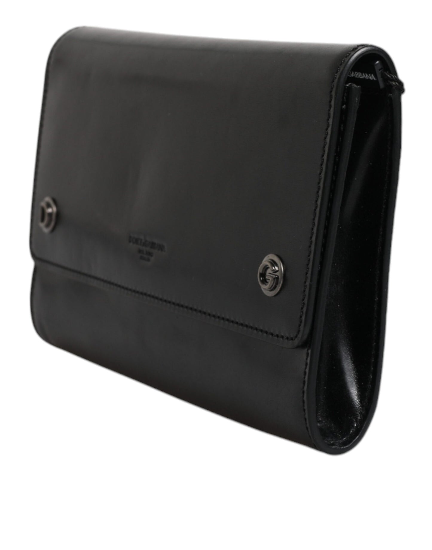 Dolce & Gabbana Schwarze Leder-Crossbody-Tasche mit Logoprägung