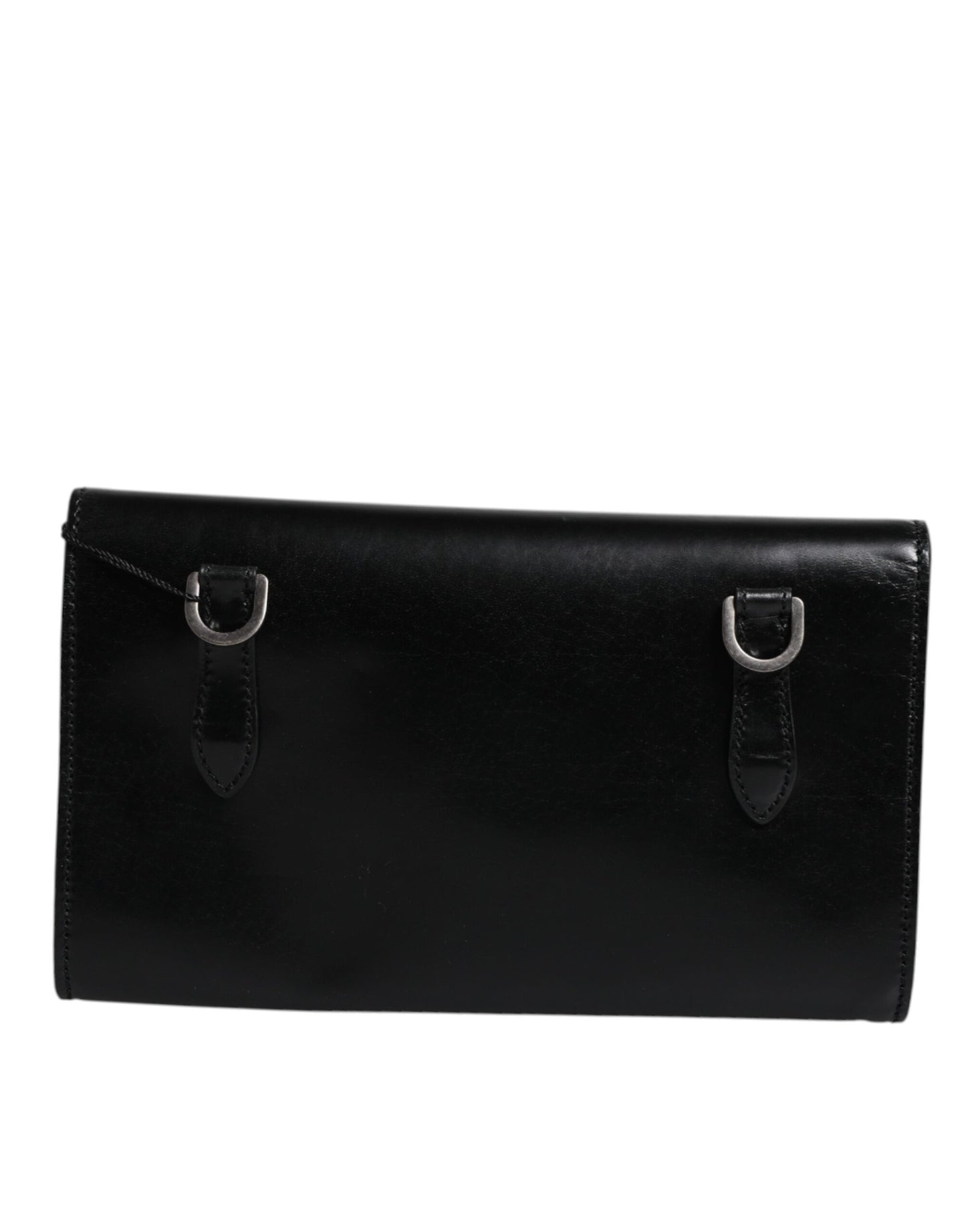 Dolce & Gabbana Schwarze Leder-Crossbody-Tasche mit Logoprägung