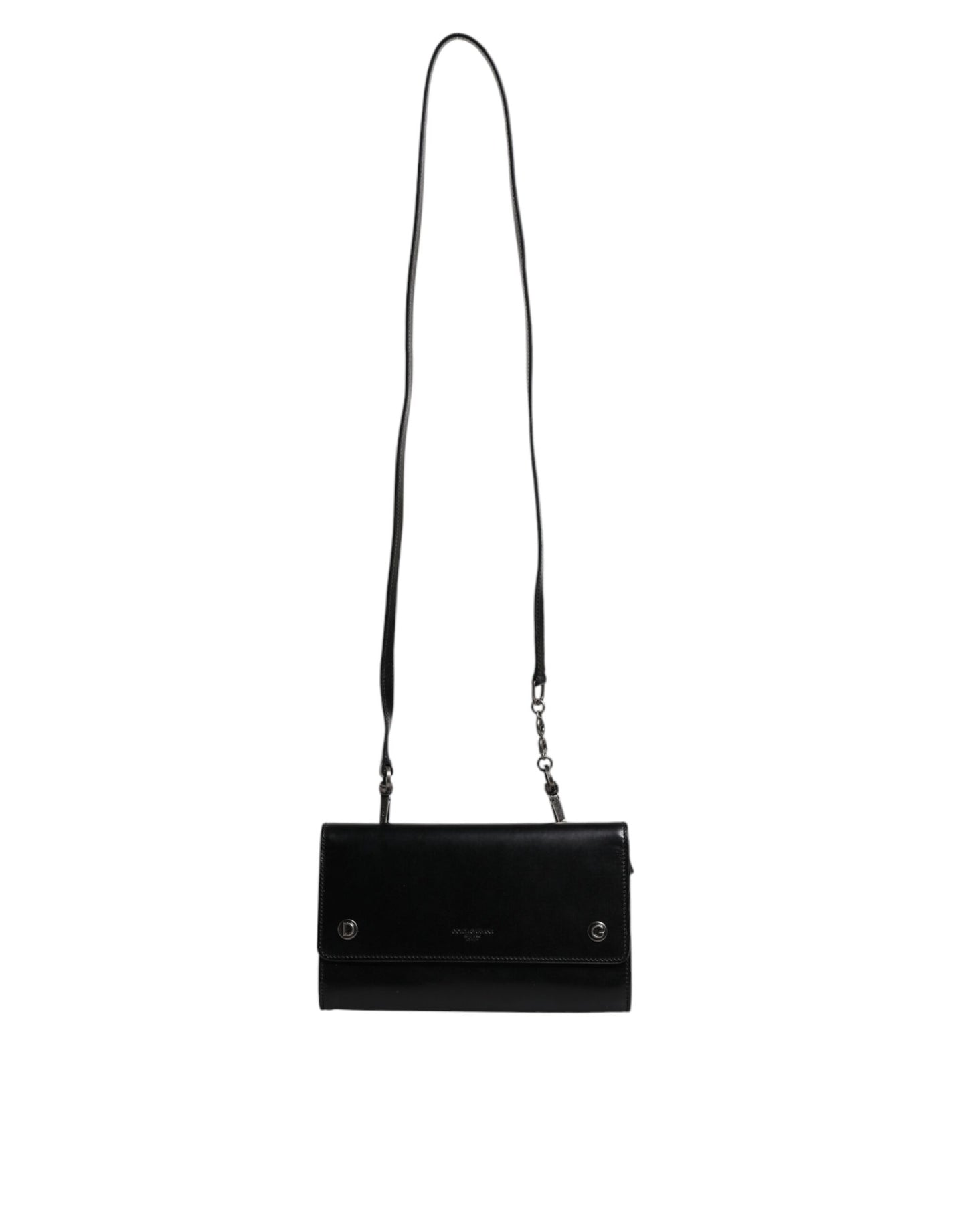 Dolce & Gabbana Schwarze Leder-Crossbody-Tasche mit Logoprägung