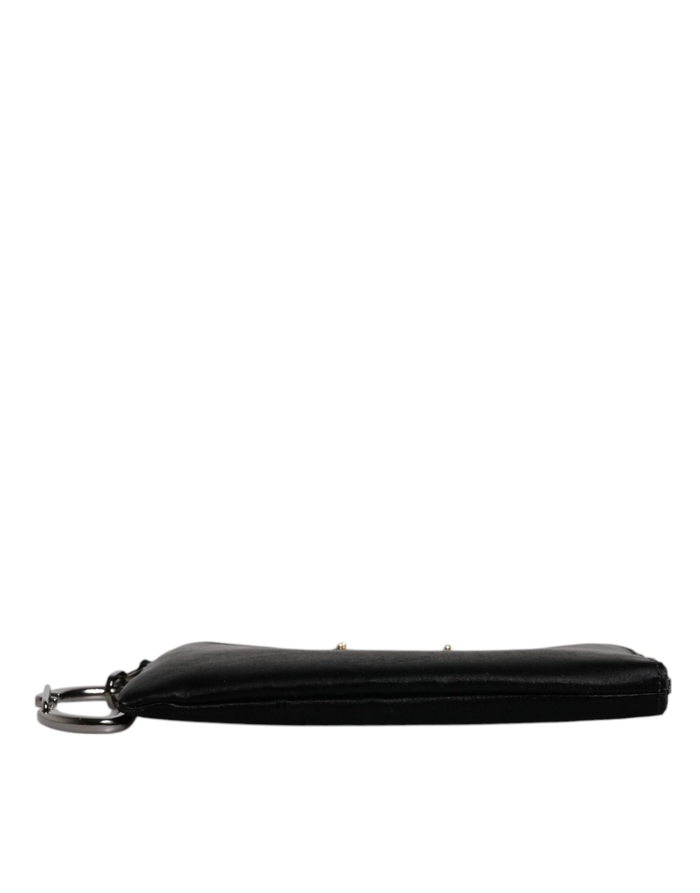 Dolce & Gabbana Schwarzes Nylon Logo Plaque Schlüsselanhänger Tasche Clutch
