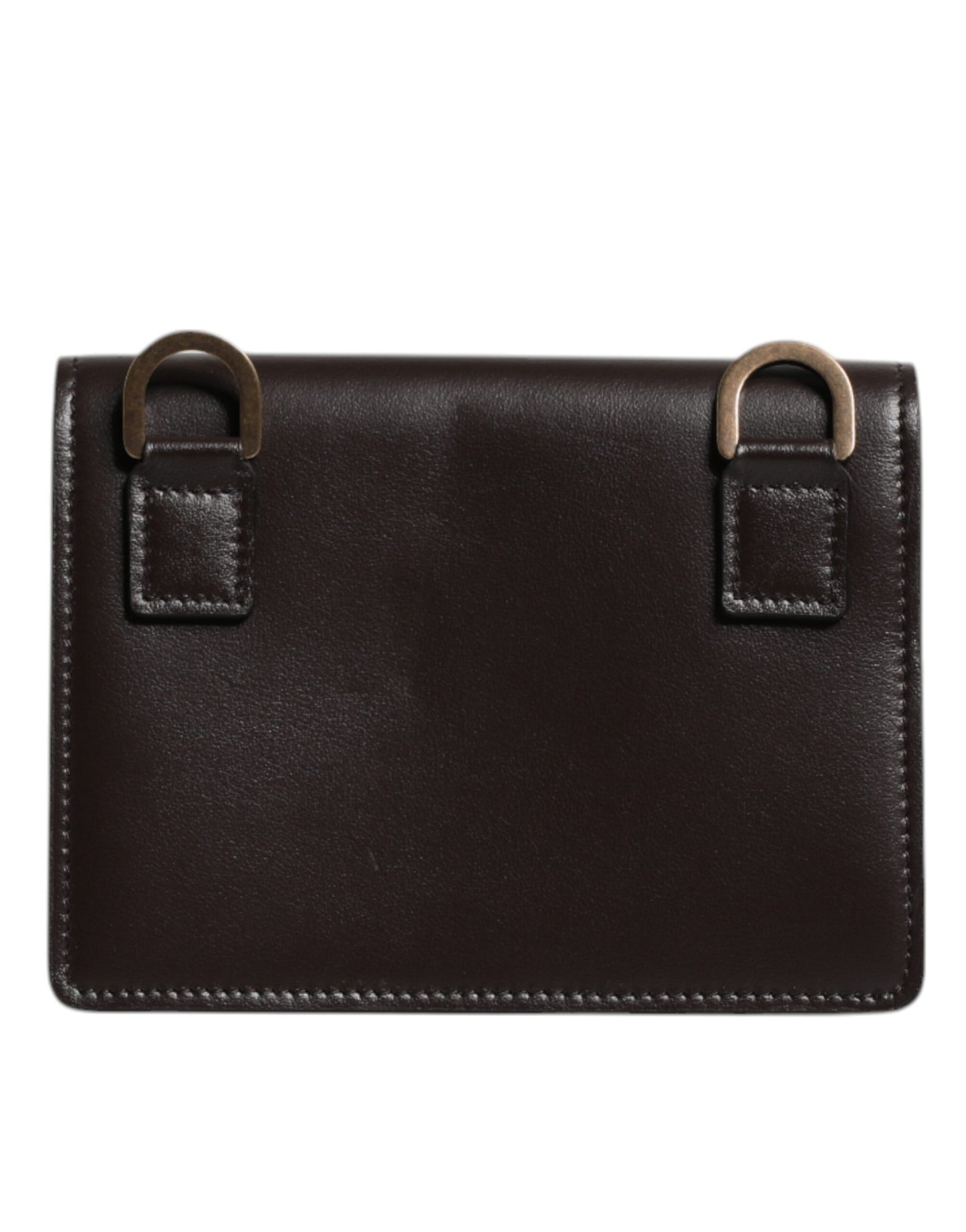 Dolce & Gabbana Braunes Leder Bifold DG Logo Cardholder Sling Strap Wallet