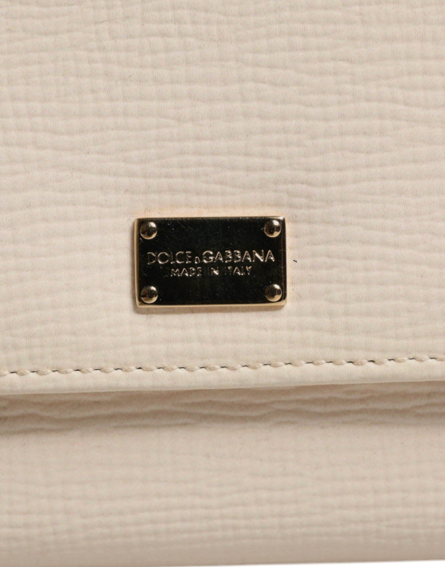 Dolce & Gabbana Beige Leder Trifold Logo Plaque Kartenhalter Brieftasche