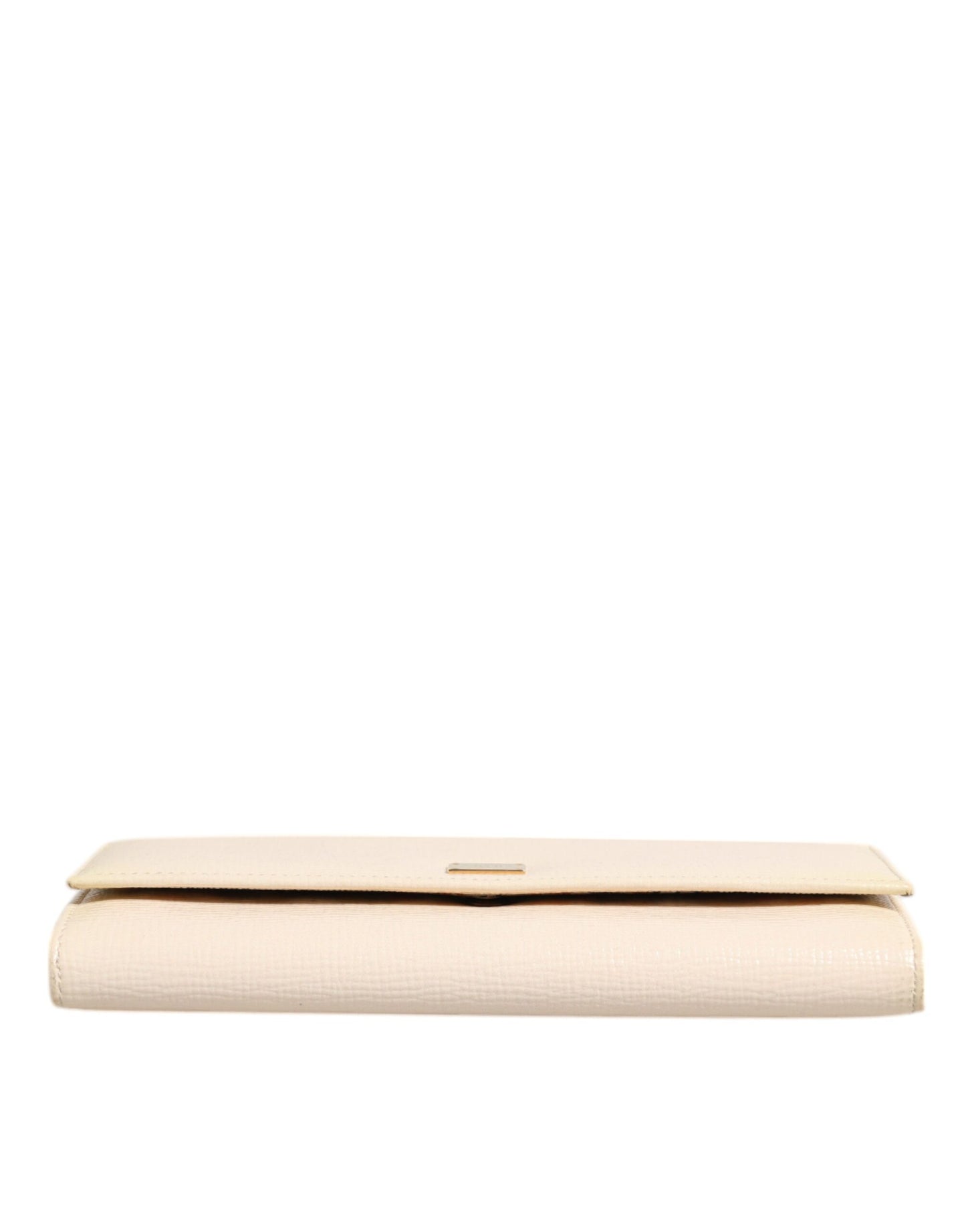 Dolce & Gabbana Beige Leder Trifold Logo Plaque Kartenhalter Brieftasche