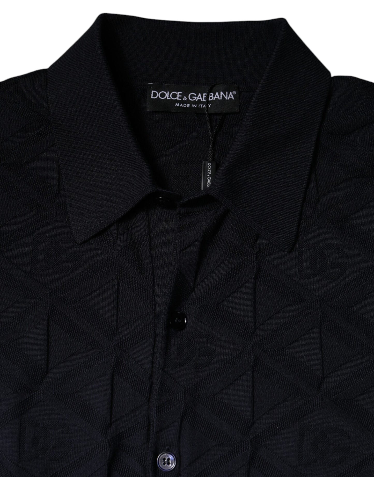 Dolce & Gabbana Schwarze Seide Rundhalsausschnitt Männer Strickjacke Pullover