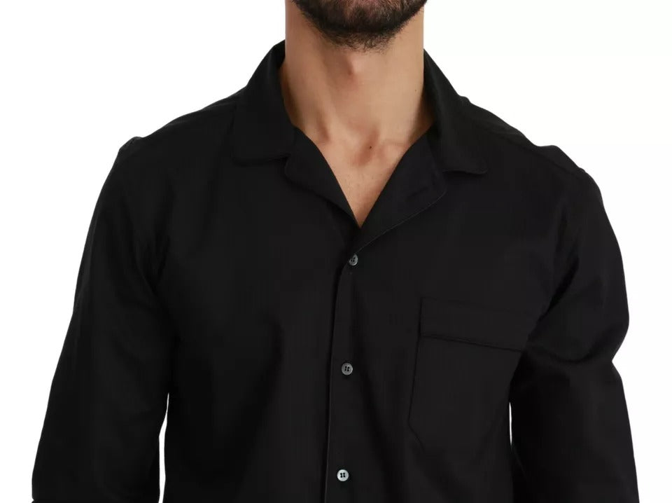 Dolce & Gabbana Blau gestreiftes Pyjama-Lounge-Hemd aus Baumwolle