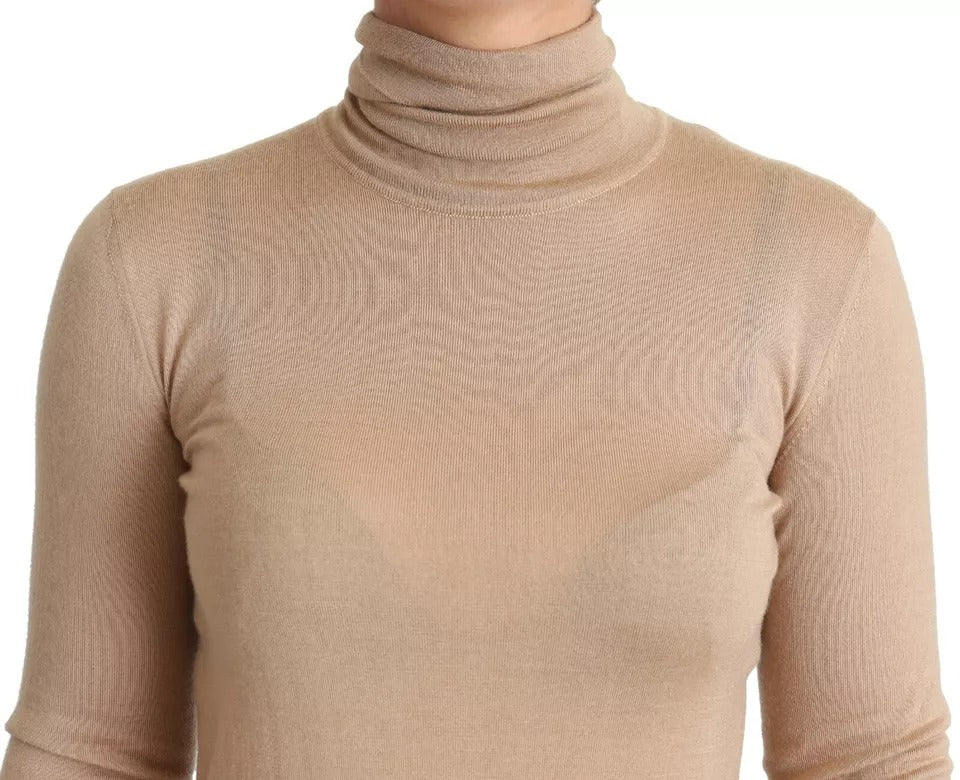 Dolce & Gabbana Beigefarbener Rollkragenpullover aus Kaschmir und Seide