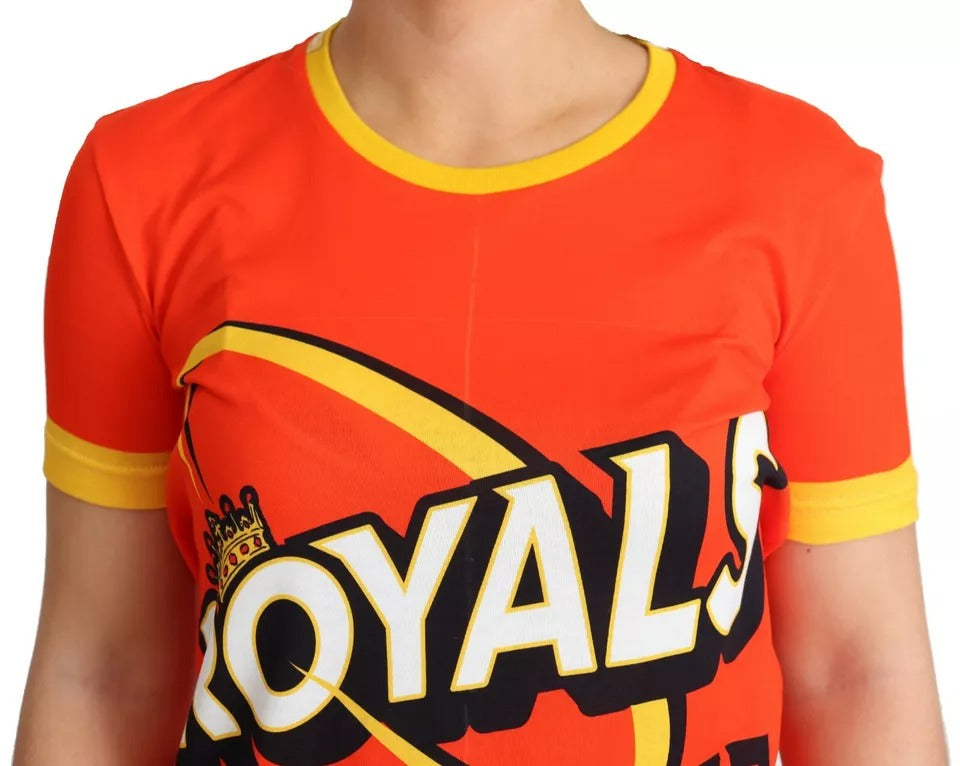Dolce & Gabbana Orange Royals Druck Rundhals-T-Shirt