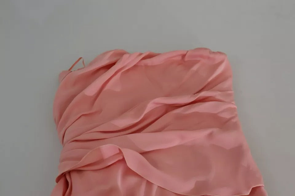 Dolce & Gabbana Rosa Seiden-Stretch-Midikleid ohne Träger