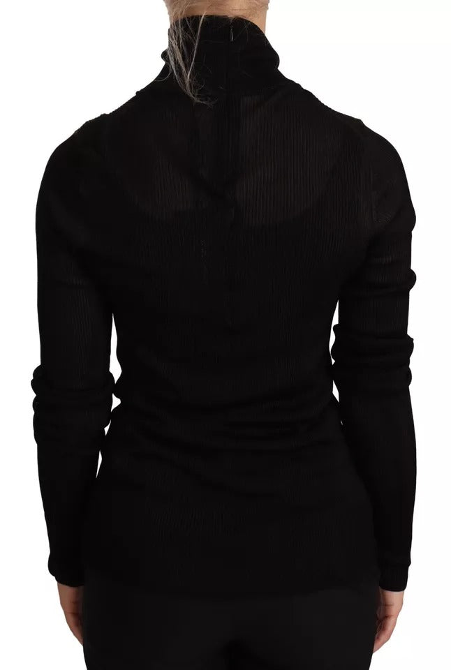 Dolce & Gabbana Schwarzer Rollkragenpullover mit schmaler Passform