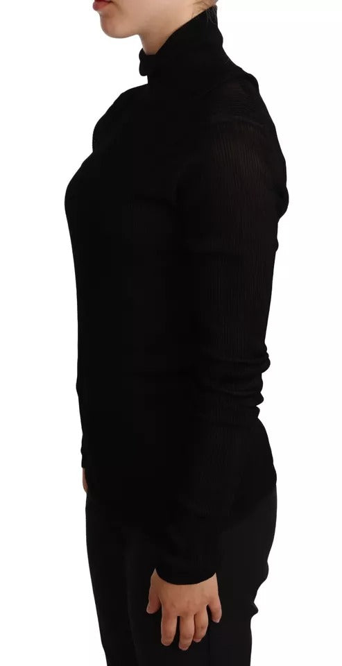 Dolce & Gabbana Schwarzer Rollkragenpullover mit schmaler Passform