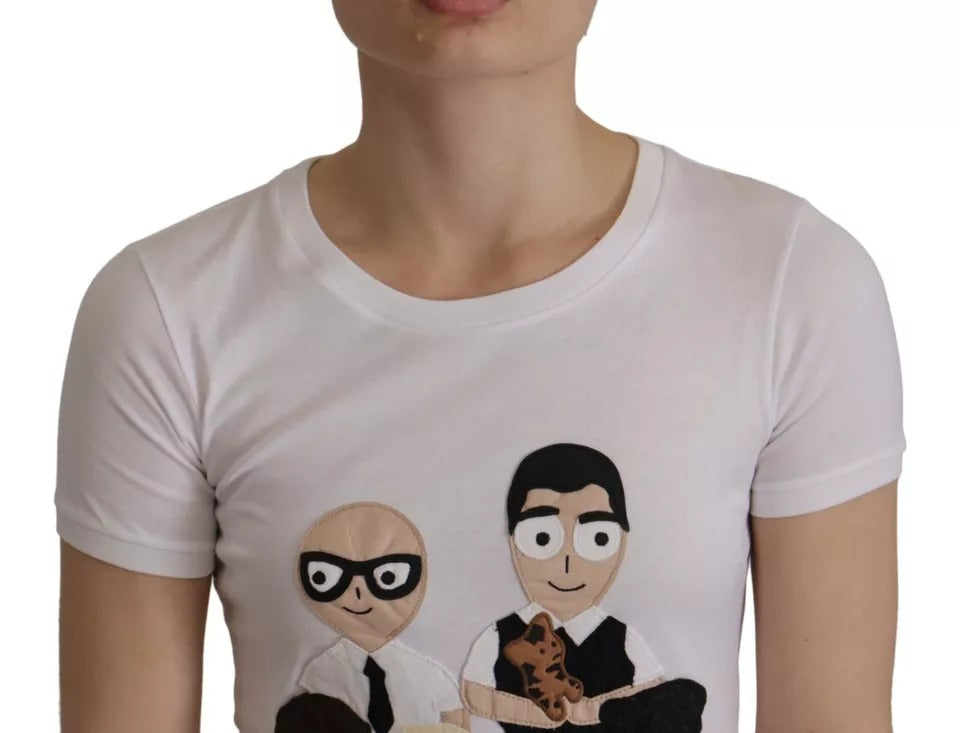Dolce & Gabbana Weißes #DGFamily Patch Top Baumwoll-T-Shirt