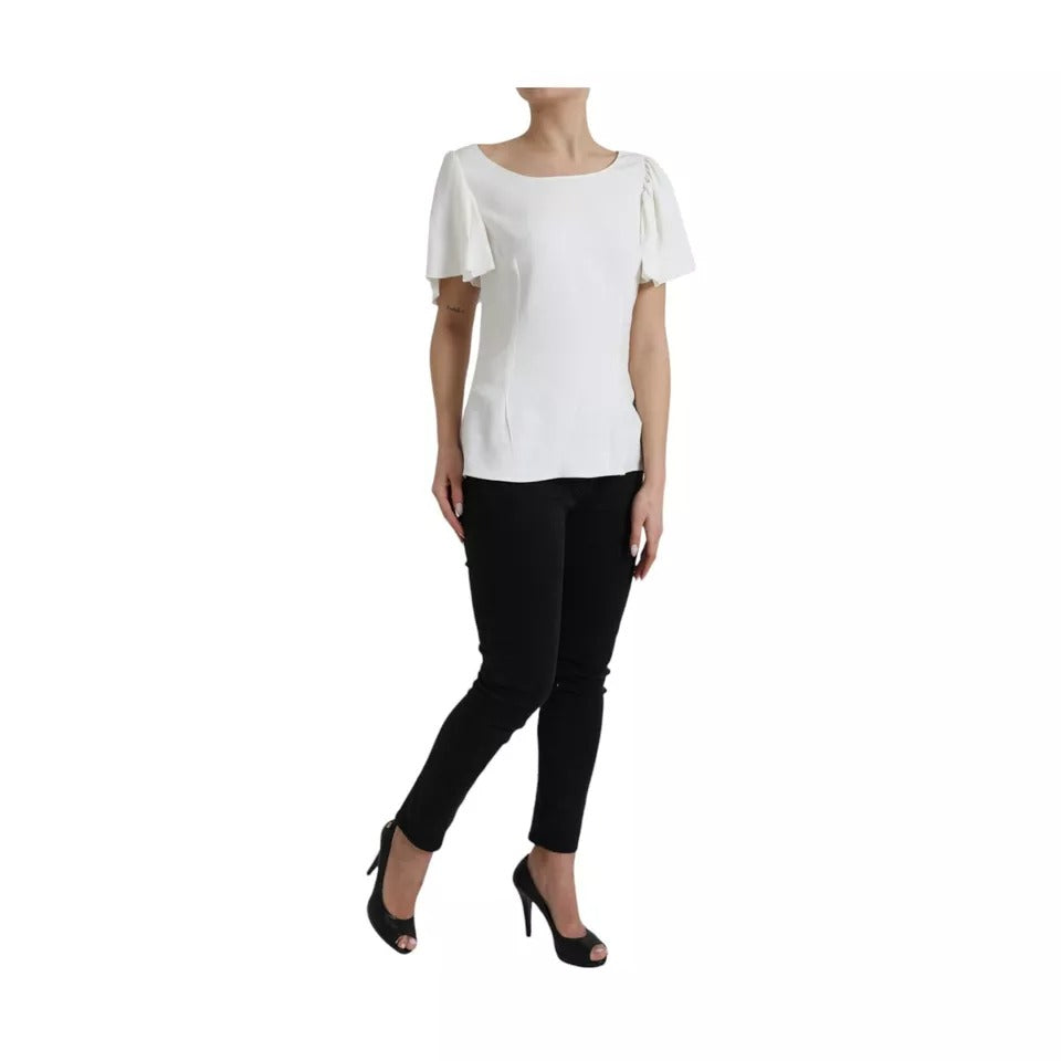 Dolce & Gabbana Weißes Viskose-Rundhals-Top mit kurzen Ärmeln