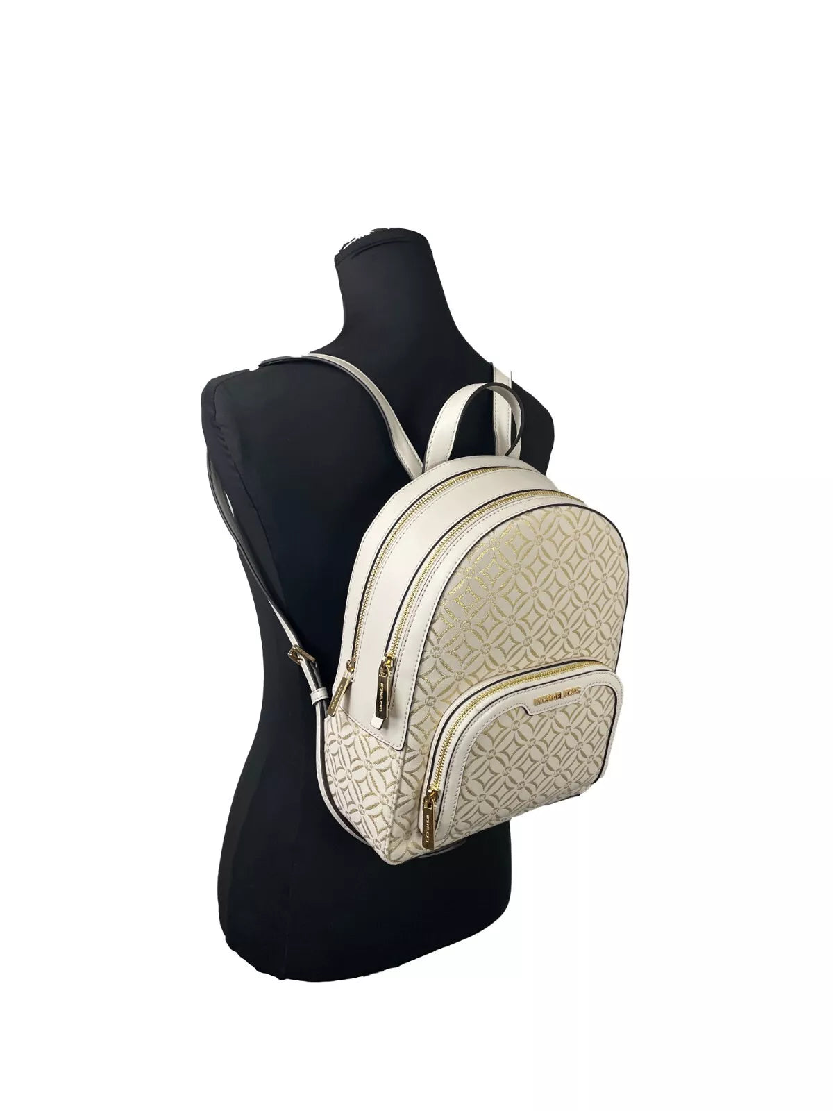 Michael Kors Jaycee Medium Zip Tasche Rucksack Tasche Creme Gold