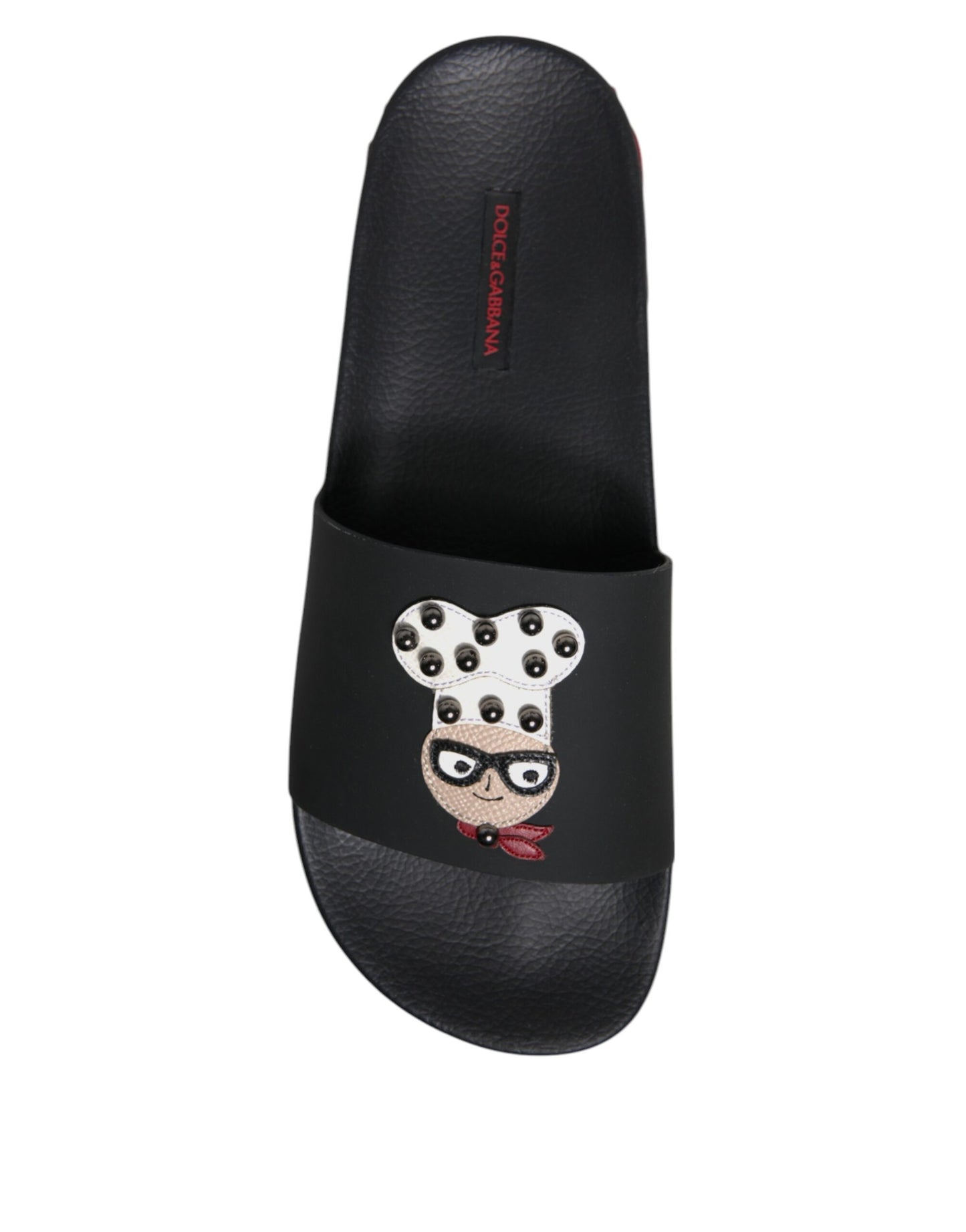 Dolce & Gabbana Schwarze Leder Pantoletten Sandalen Beachwear Schuhe