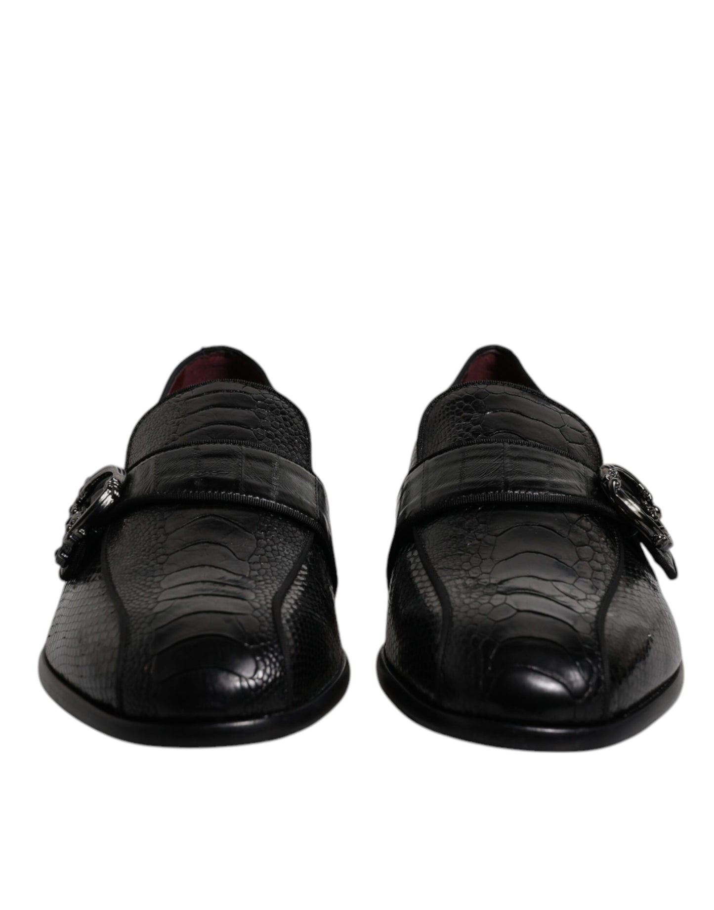 Dolce & Gabbana Schwarze Exotische Leder DG Logo Loafers Formelle Anzugschuhe