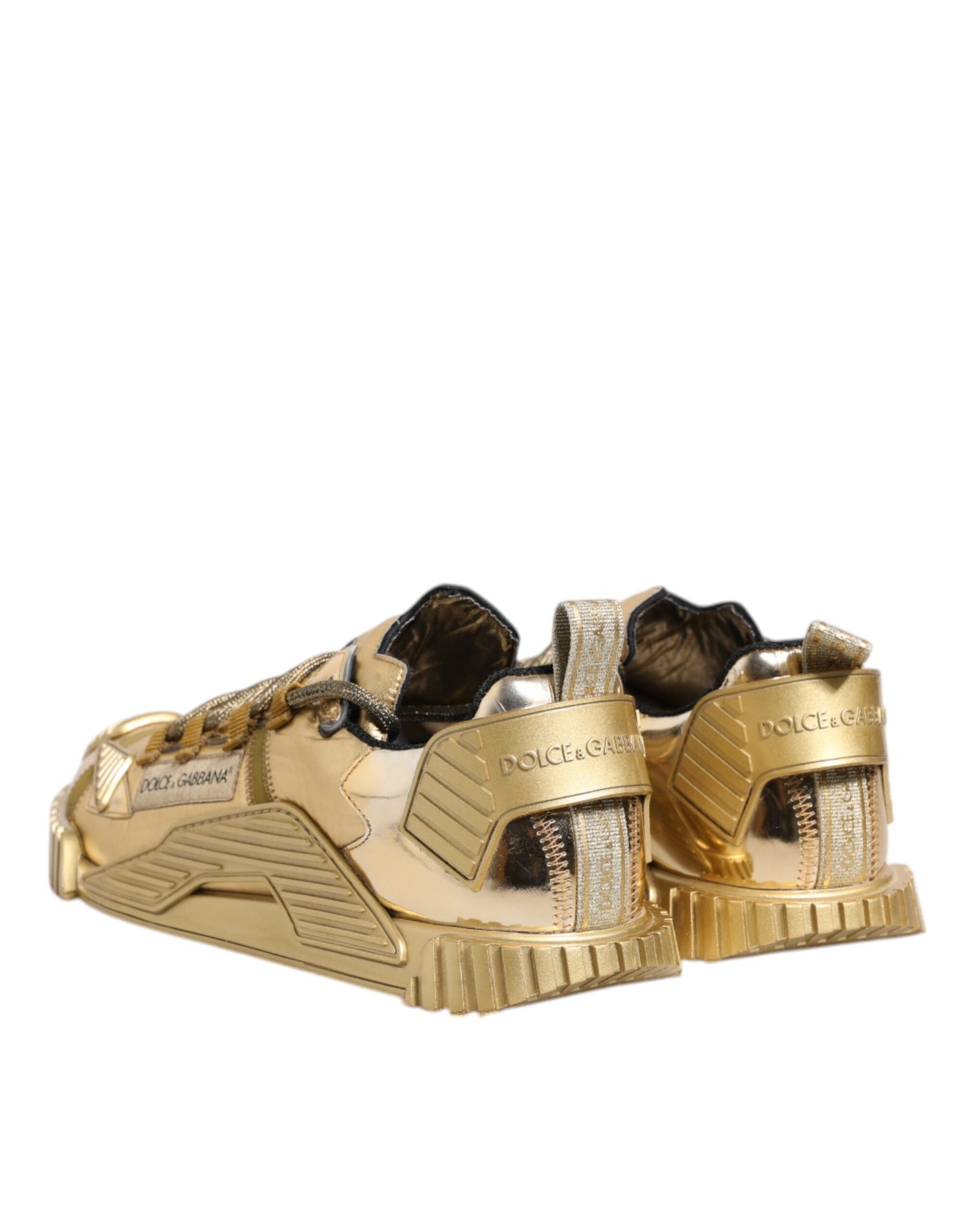 Dolce & Gabbana Gold Stretch Lace Up NS1 Turnschuhe Schuhe