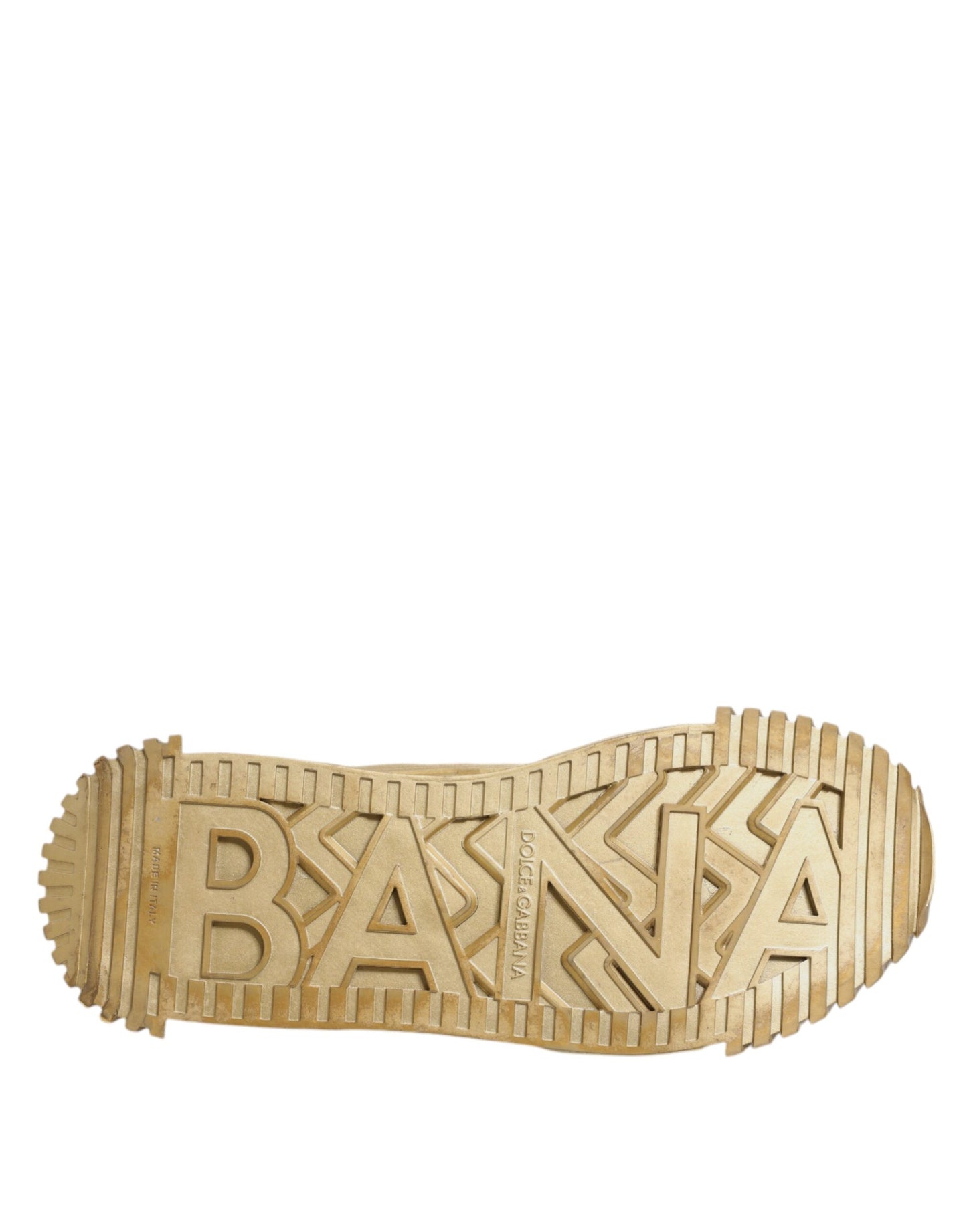 Dolce & Gabbana Gold Stretch Lace Up NS1 Turnschuhe Schuhe