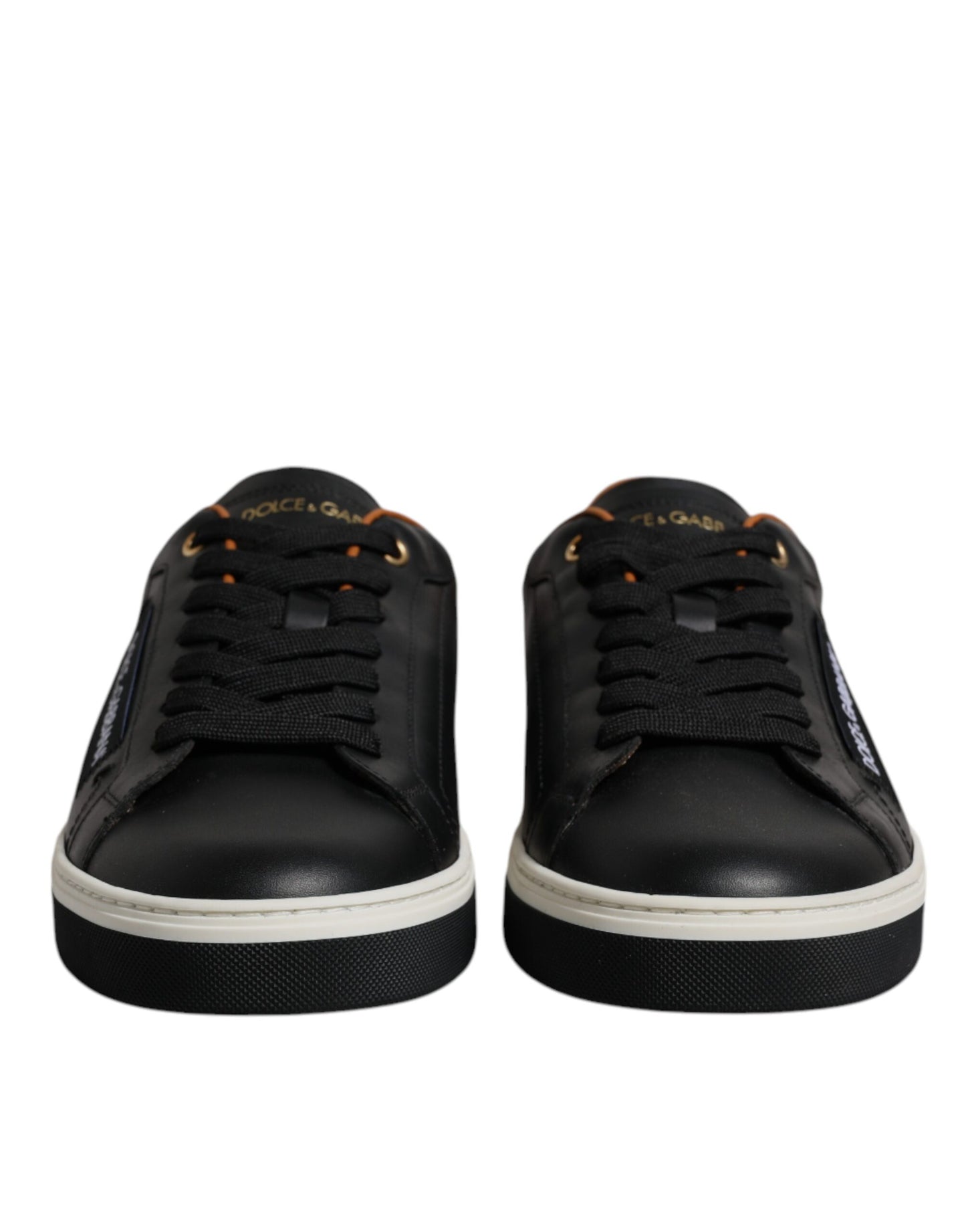Dolce & Gabbana Schwarz Leder Low Top Männer Turnschuhe Schuhe