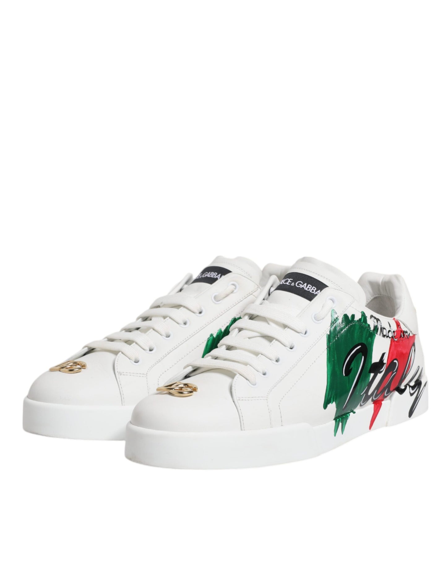 Dolce & Gabbana Weiß Portofino Made In Italy Print Turnschuhe Schuhe