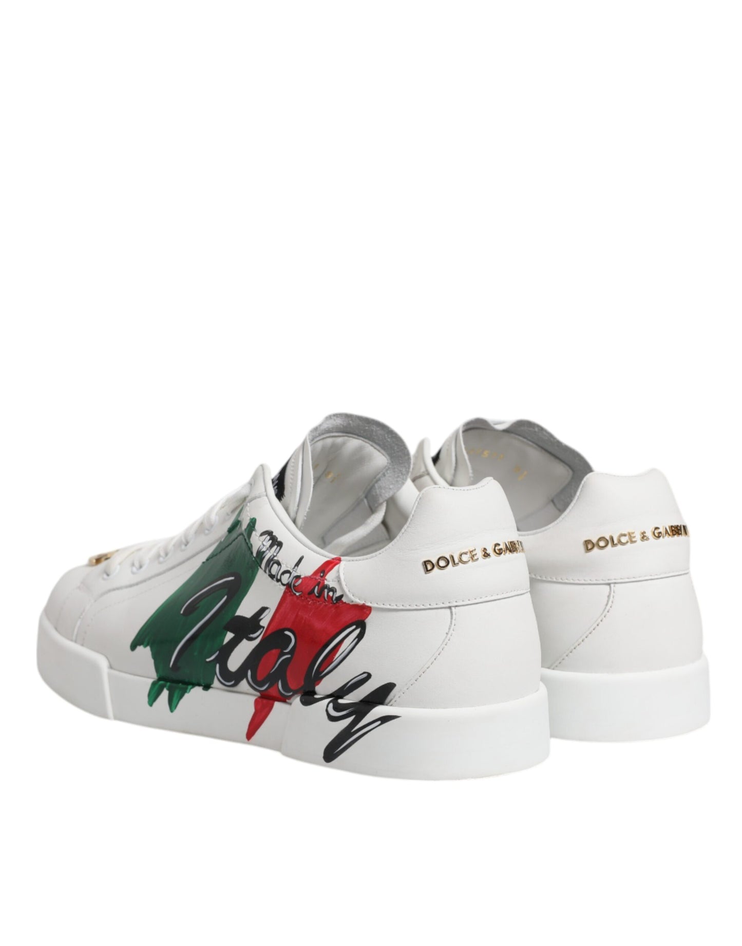 Dolce & Gabbana Weiß Portofino Made In Italy Print Turnschuhe Schuhe