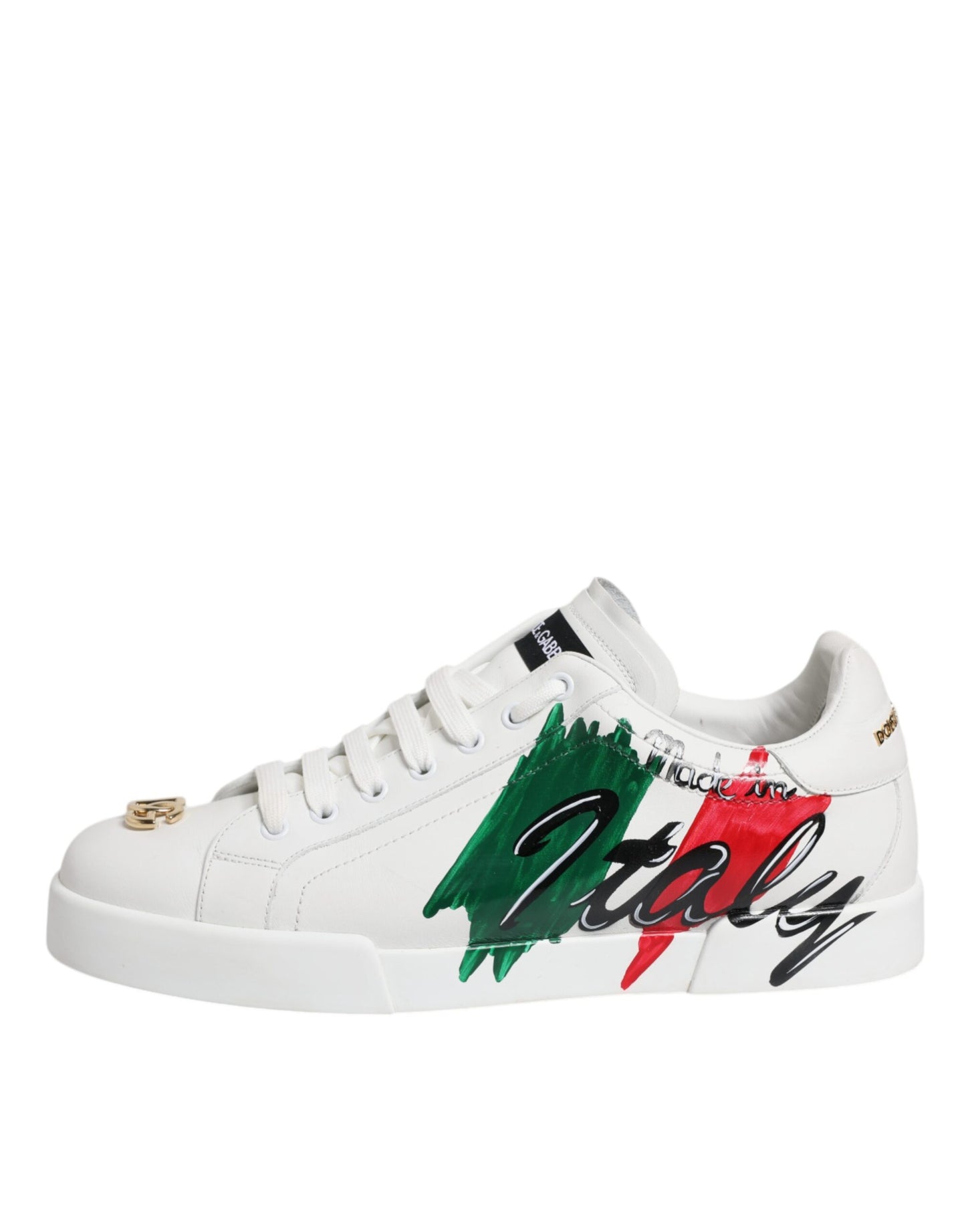 Dolce & Gabbana Weiß Portofino Made In Italy Print Turnschuhe Schuhe