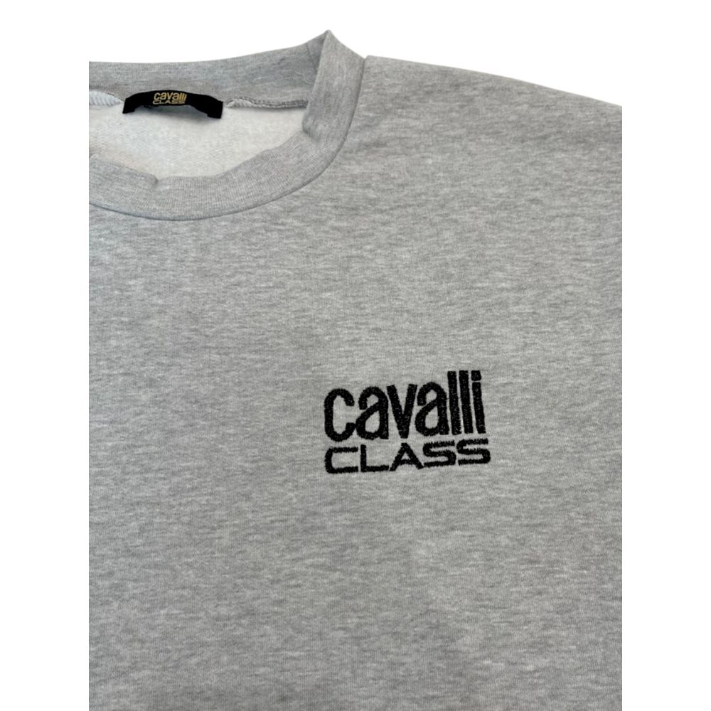 Cavalli Class Grauer Baumwollpullover für Männer