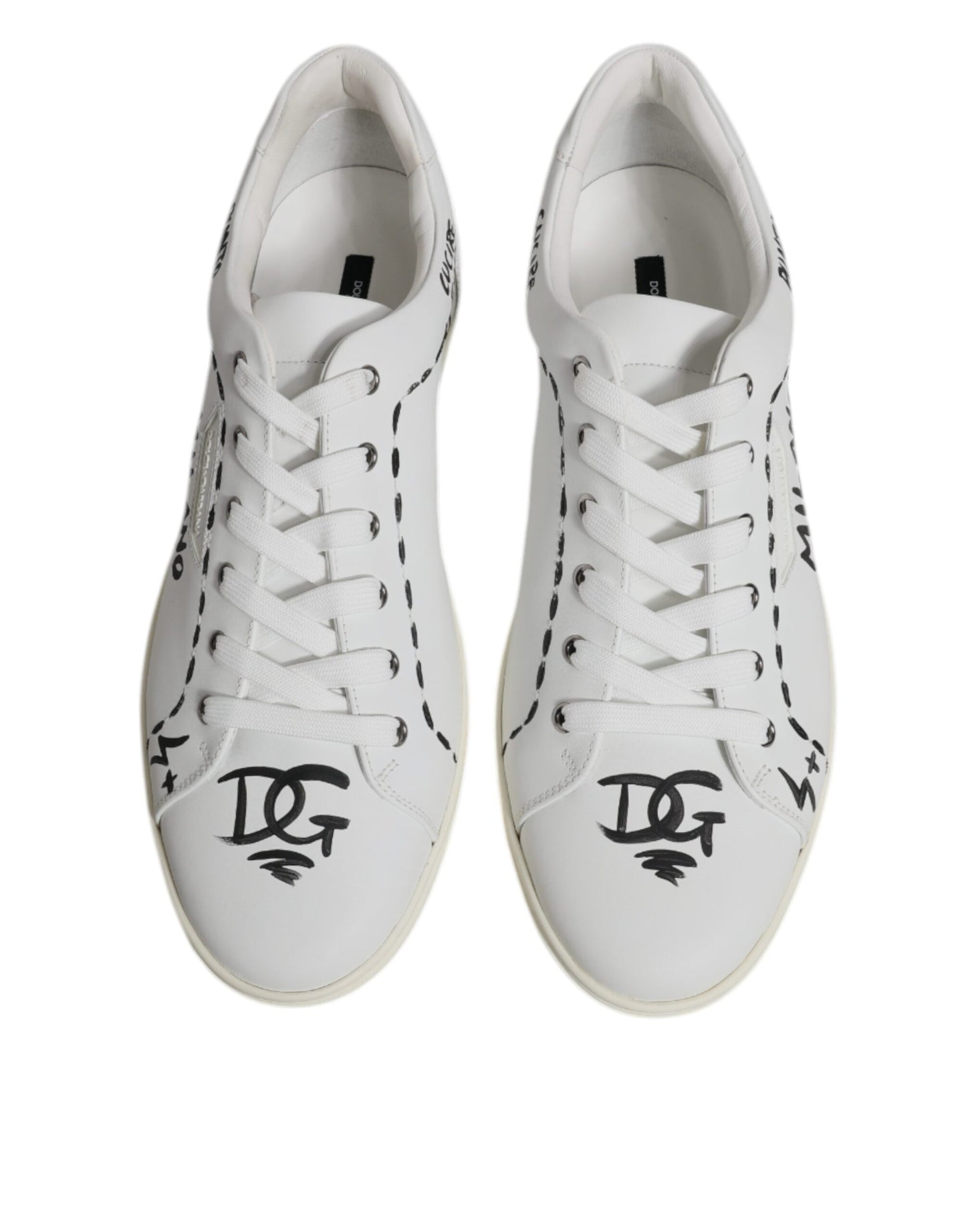 Dolce & Gabbana Weiß Leder Milano Low Top Turnschuhe Schuhe