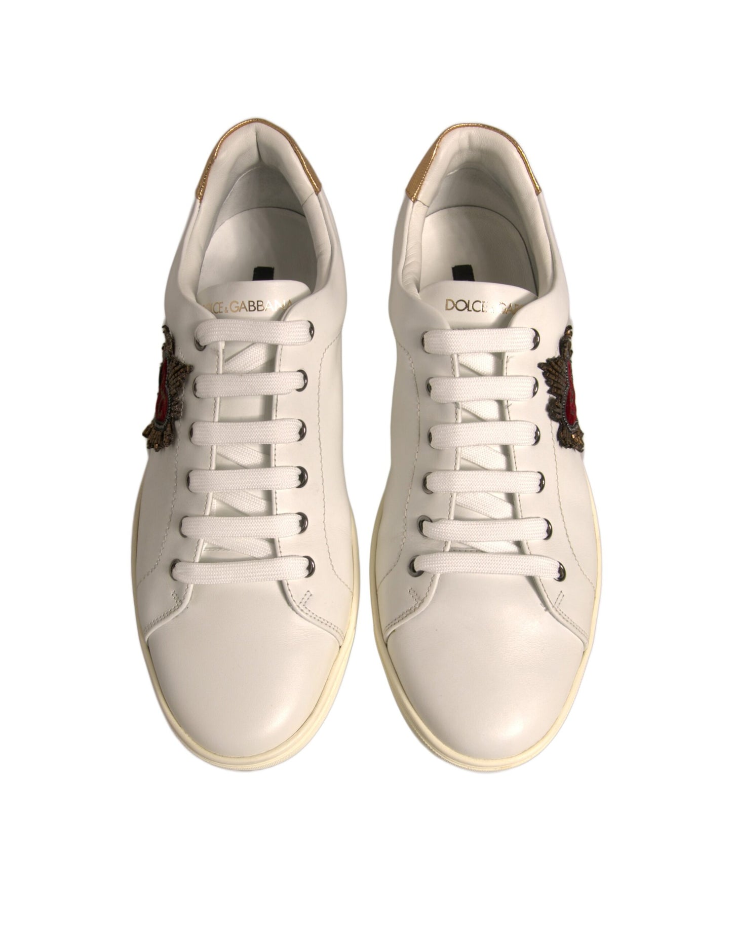 Dolce & Gabbana Weiß Leder Herz verschönert Turnschuhe Schuhe