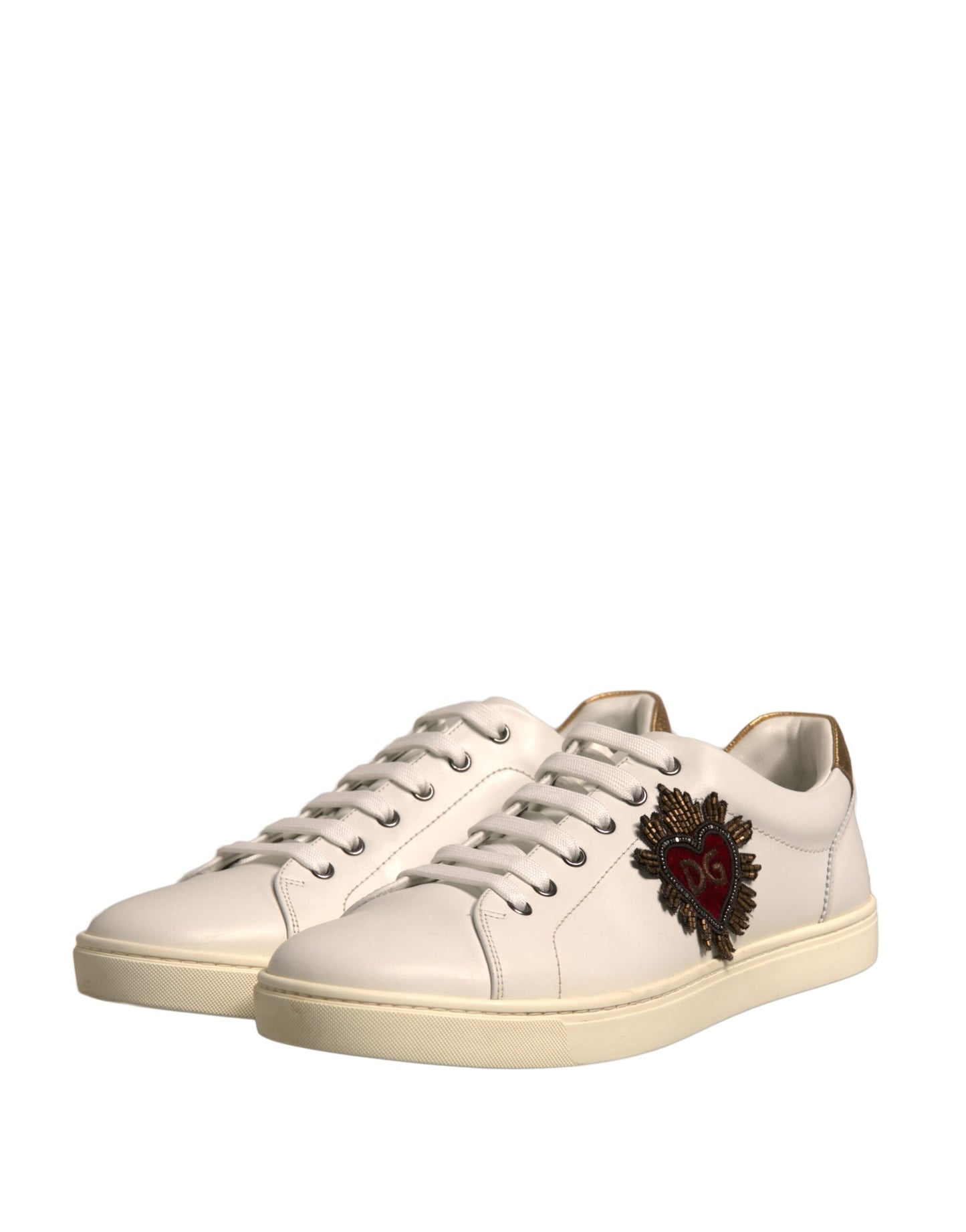 Dolce & Gabbana Weiß Leder Herz verschönert Turnschuhe Schuhe