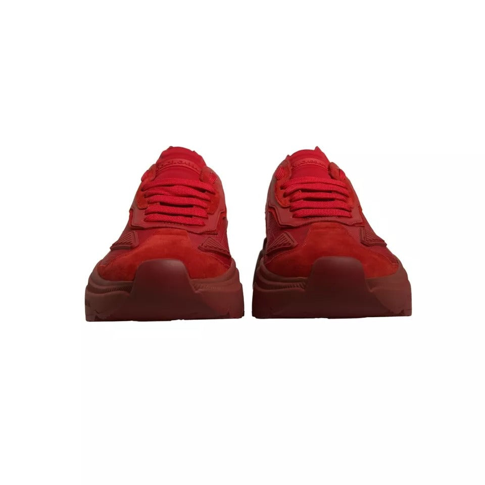 Dolce & Gabbana Rote Leder Daymaster Low Top Sneakers Schuhe