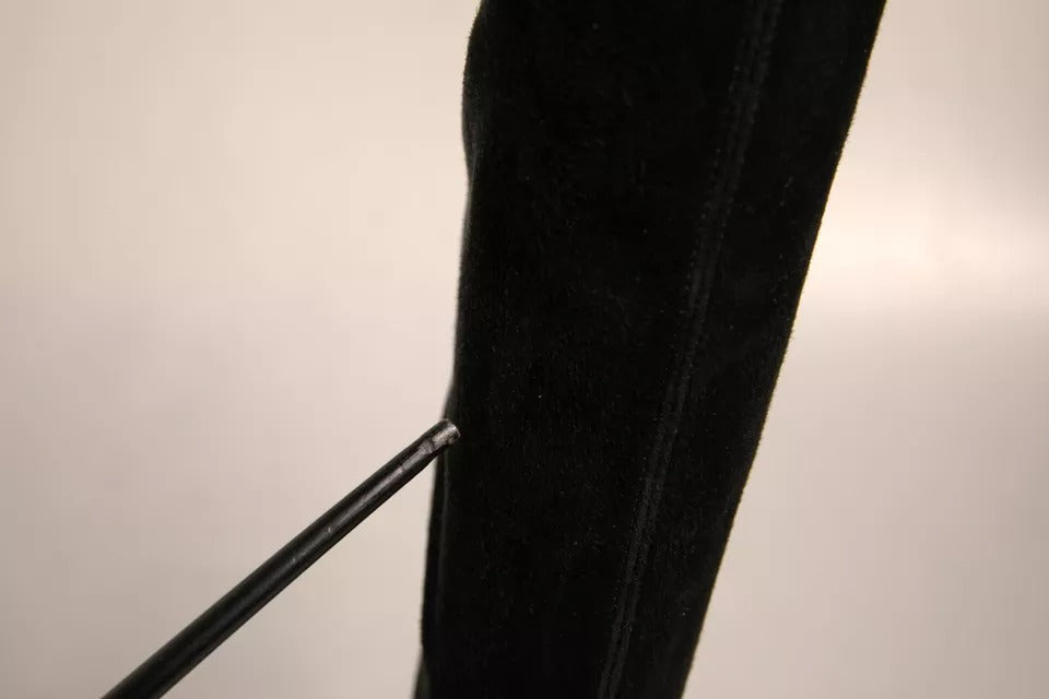 Dolce & Gabbana Schwarze Wildleder Stiletto Kniehohe Stiefel Schuhe