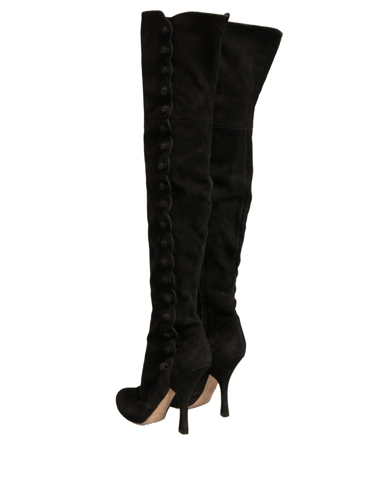Dolce & Gabbana Schwarze Wildleder Absätze Kniehohe Stiefel Schuhe