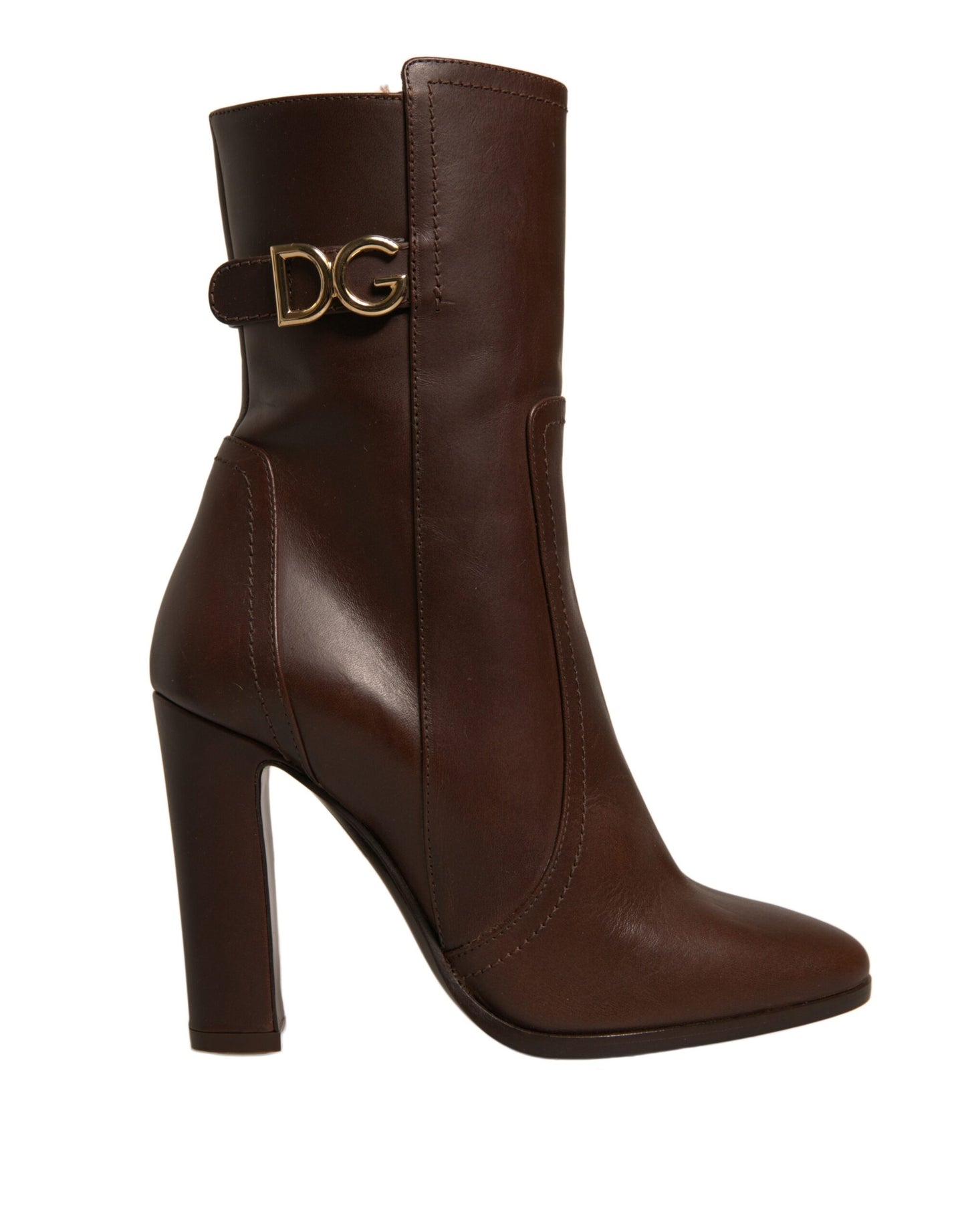 Dolce & Gabbana Braun Leder Absätze Mid Calf Stiefel Schuhe