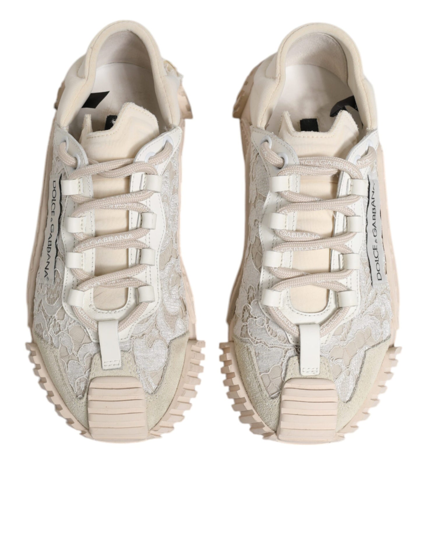 Dolce & Gabbana Weiß Spitze NS1 Low Top Sneaker Sportschuhe