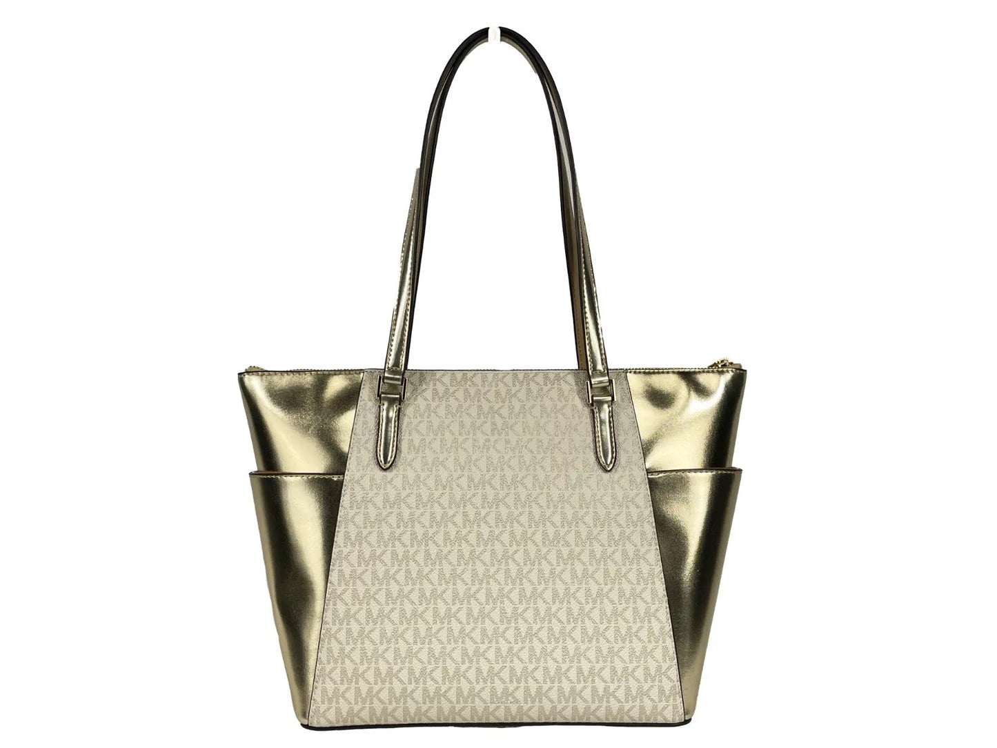 Michael Kors Charlotte Große Leder-Tasche mit Reißverschluss Handtasche Gold
