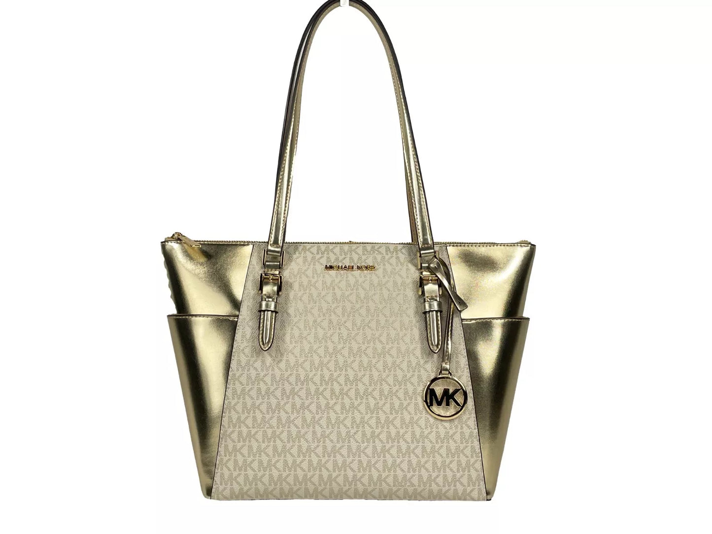 Michael Kors Charlotte Große Leder-Tasche mit Reißverschluss Handtasche Gold