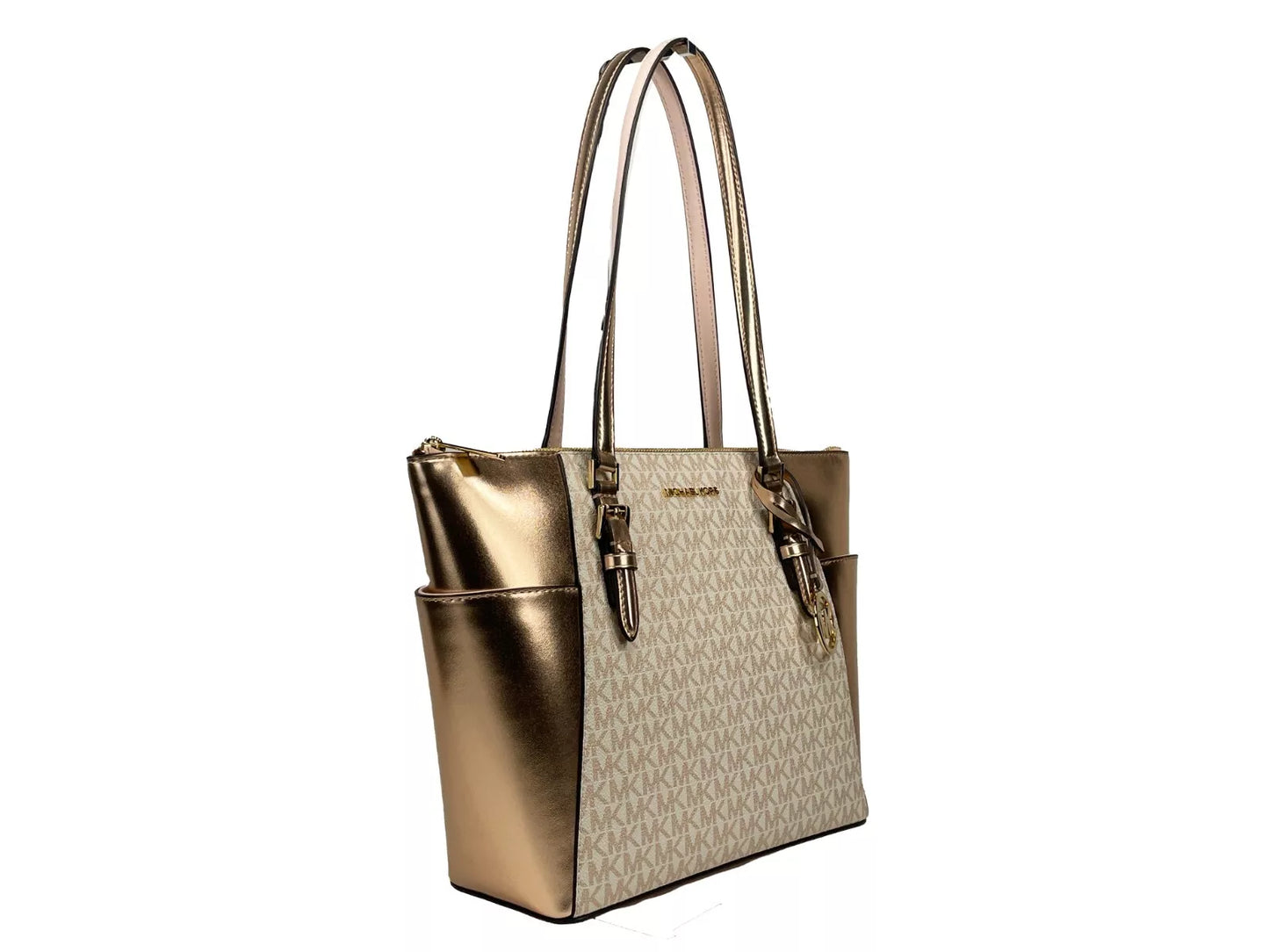 Michael Kors Charlotte Große Leder-Tasche mit Reißverschluss Handtasche Rose Gold