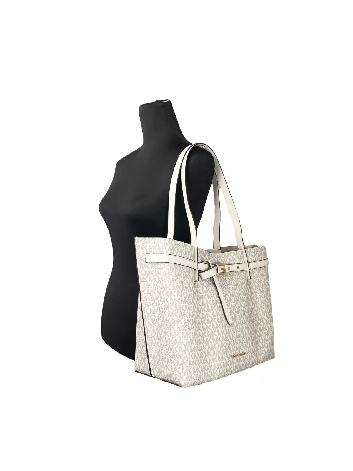 Michael Kors Emilia Large Signature PVC Tote Bag Portemonnaie Light Cream