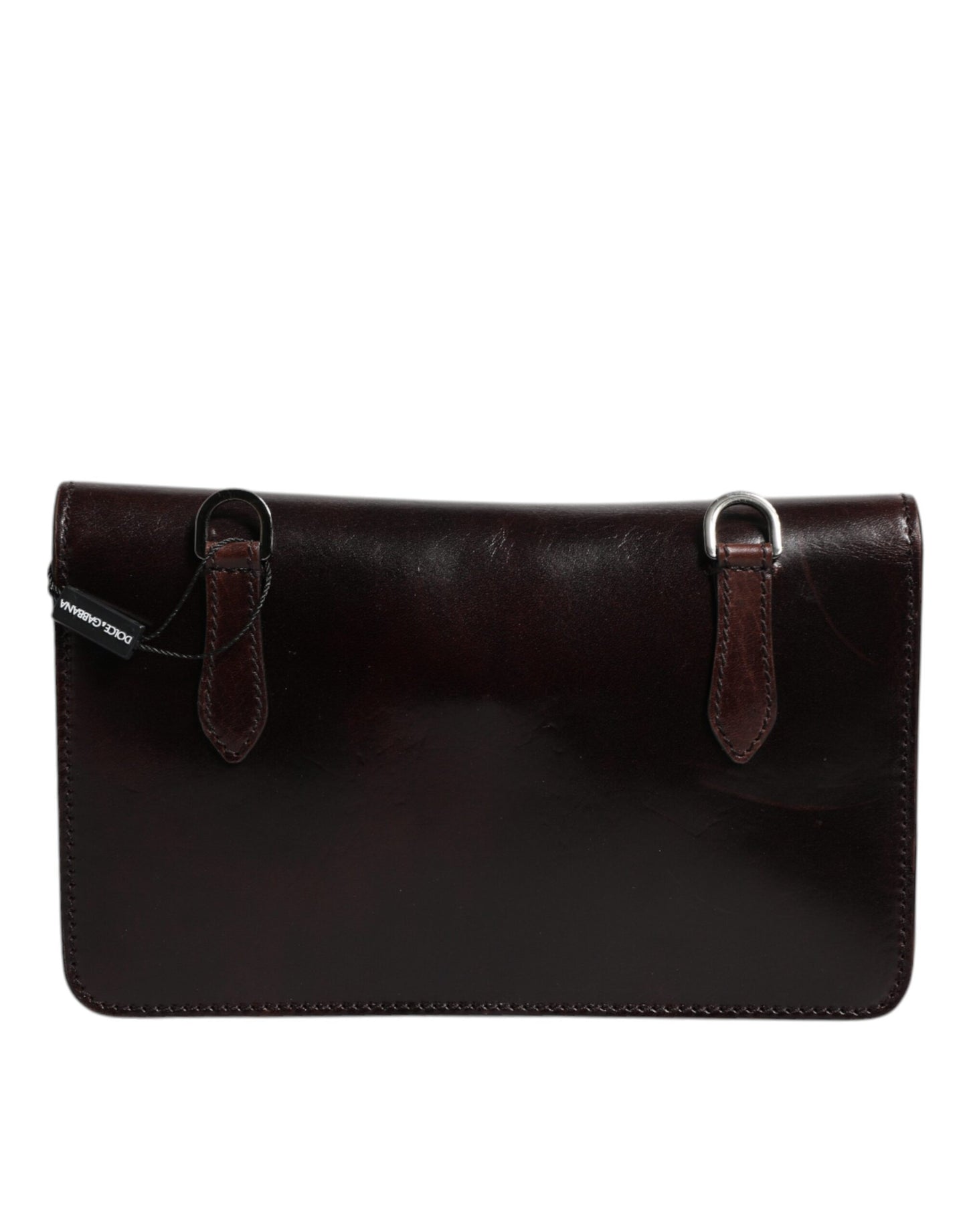 Dolce & Gabbana Maroon Horse Leder Logo Plaque Mini Crossbody Tasche