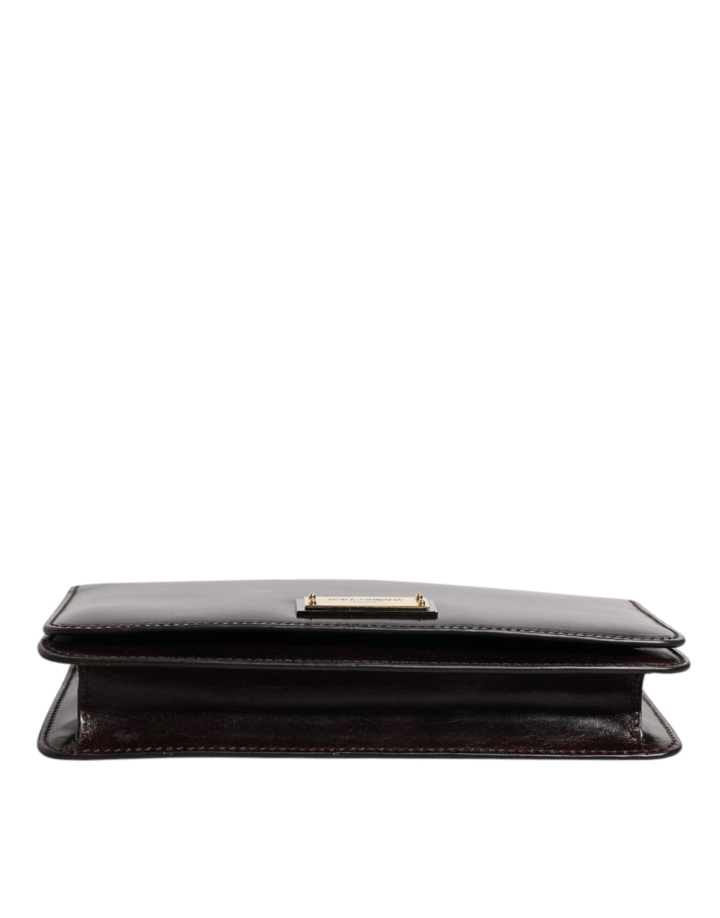 Dolce & Gabbana Maroon Horse Leder Logo Plaque Mini Crossbody Tasche