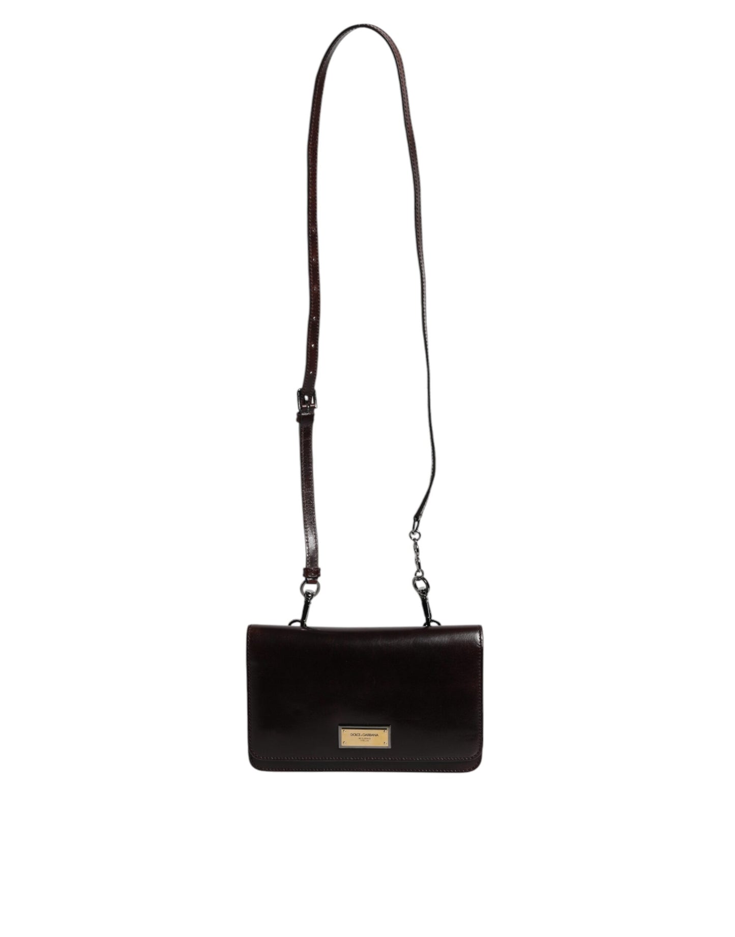 Dolce & Gabbana Maroon Horse Leder Logo Plaque Mini Crossbody Tasche