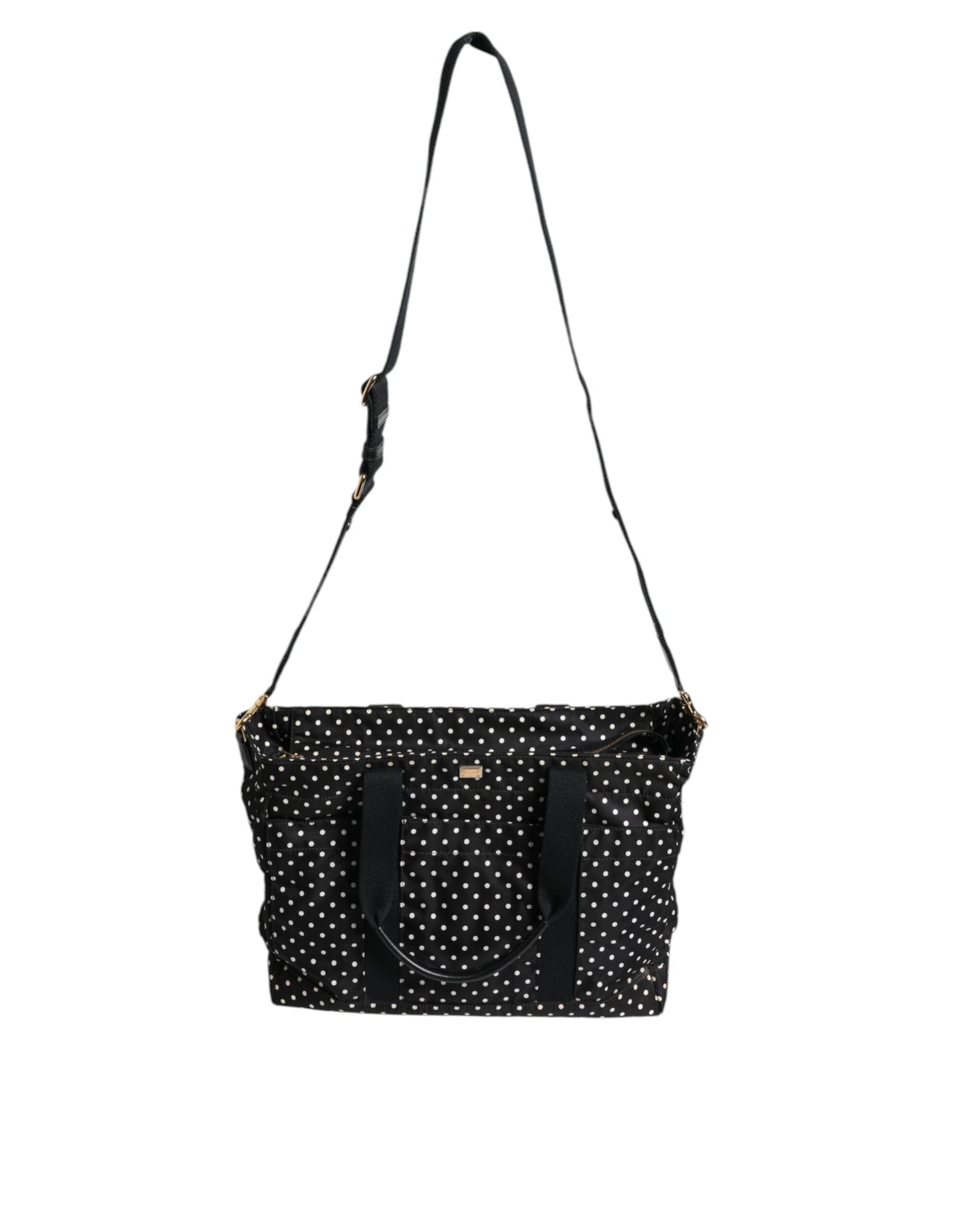 Dolce & Gabbana Schwarze PolkaDot Nylon Schulter Baby Tote Wickeltasche