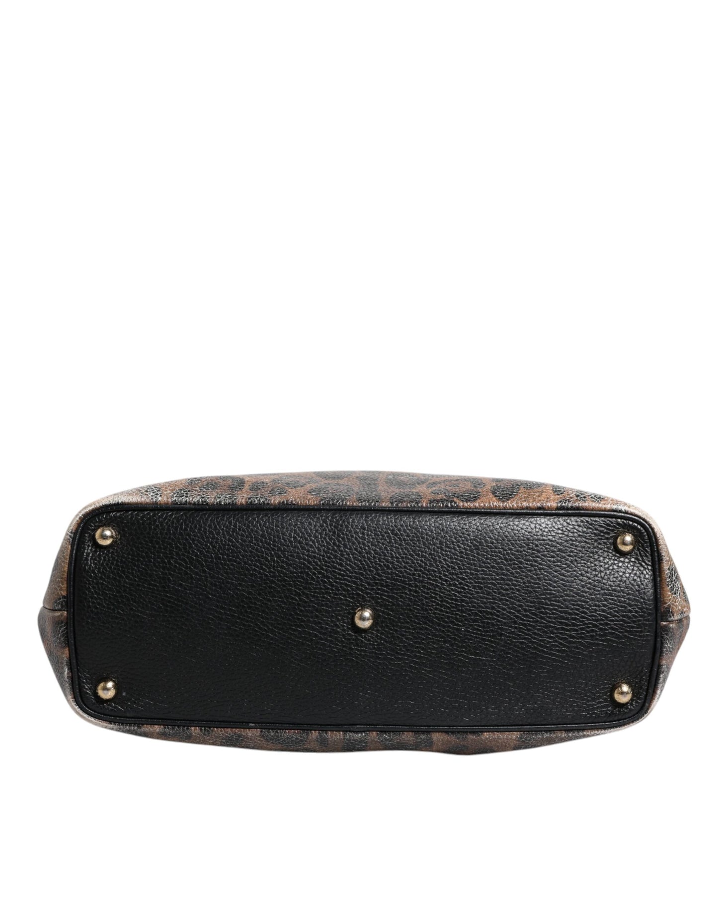 Dolce & Gabbana Braunes schwarzes Kalbsleder mit Leopardenmuster Umhängetasche