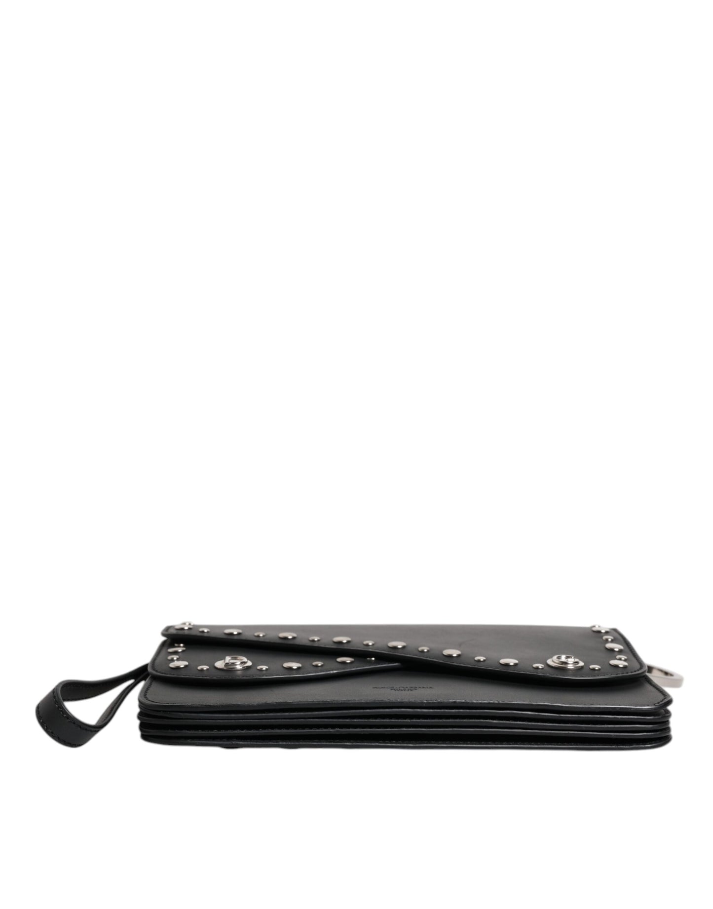 Dolce & Gabbana Schwarze kleine Schulter-Umhängetasche aus Leder mit Nieten