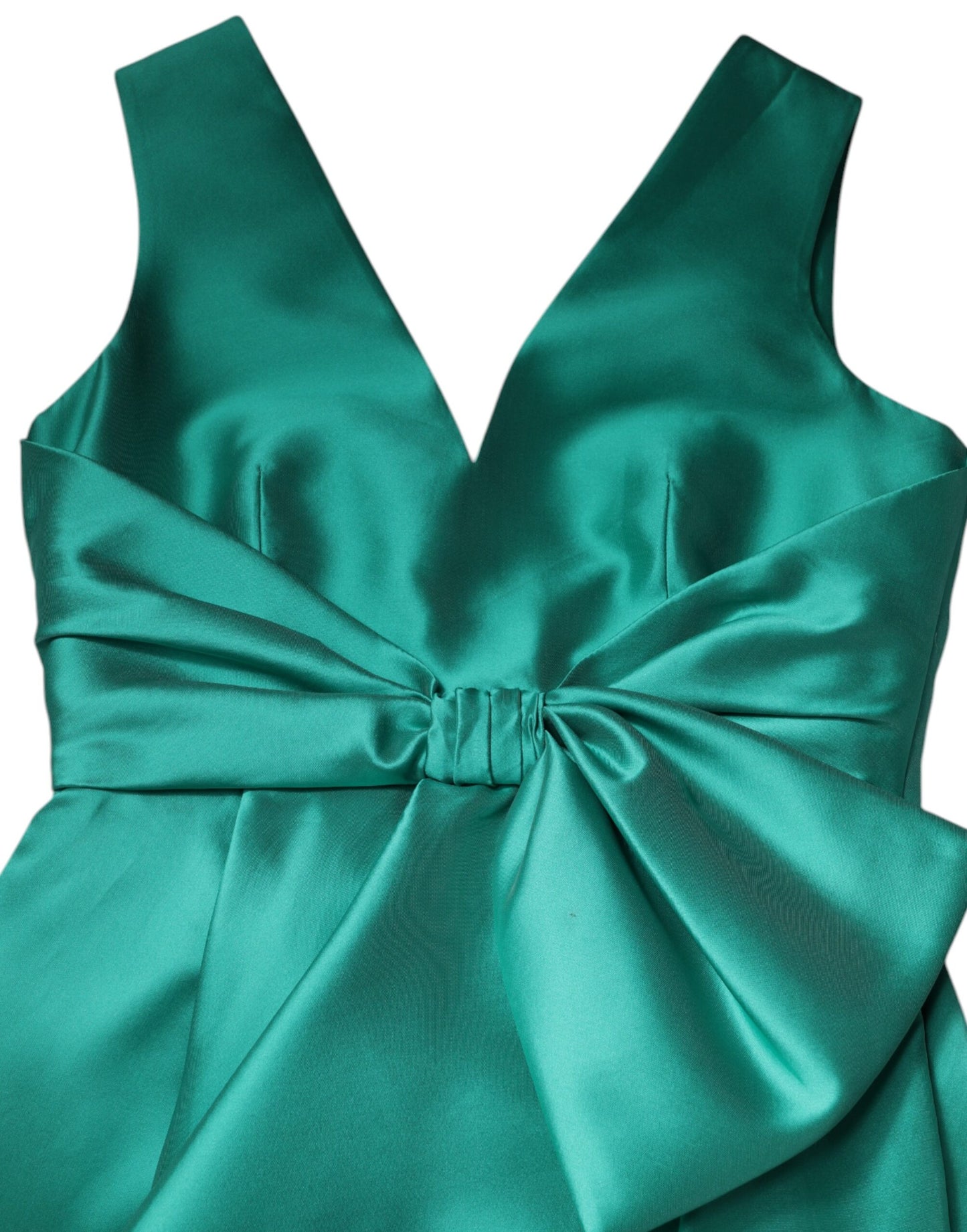 Alberta Ferretti Grünes Satin Polyester ärmelloses Kleid mit V-Ausschnitt in Schichten