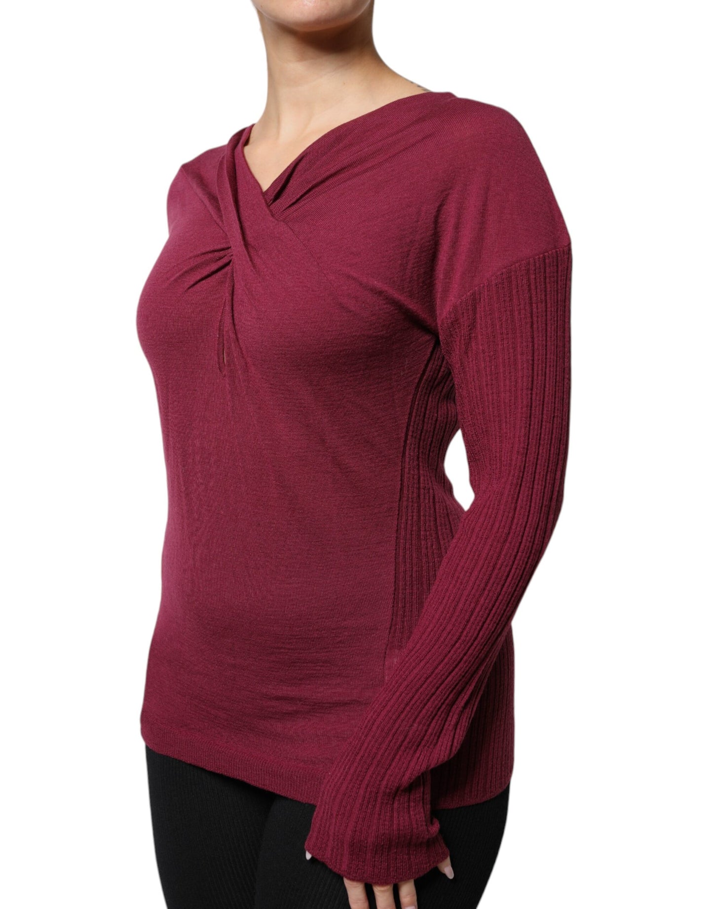 Roberto Cavalli Kastanienbrauner Pullover Schlüsselloch-Strickpullover