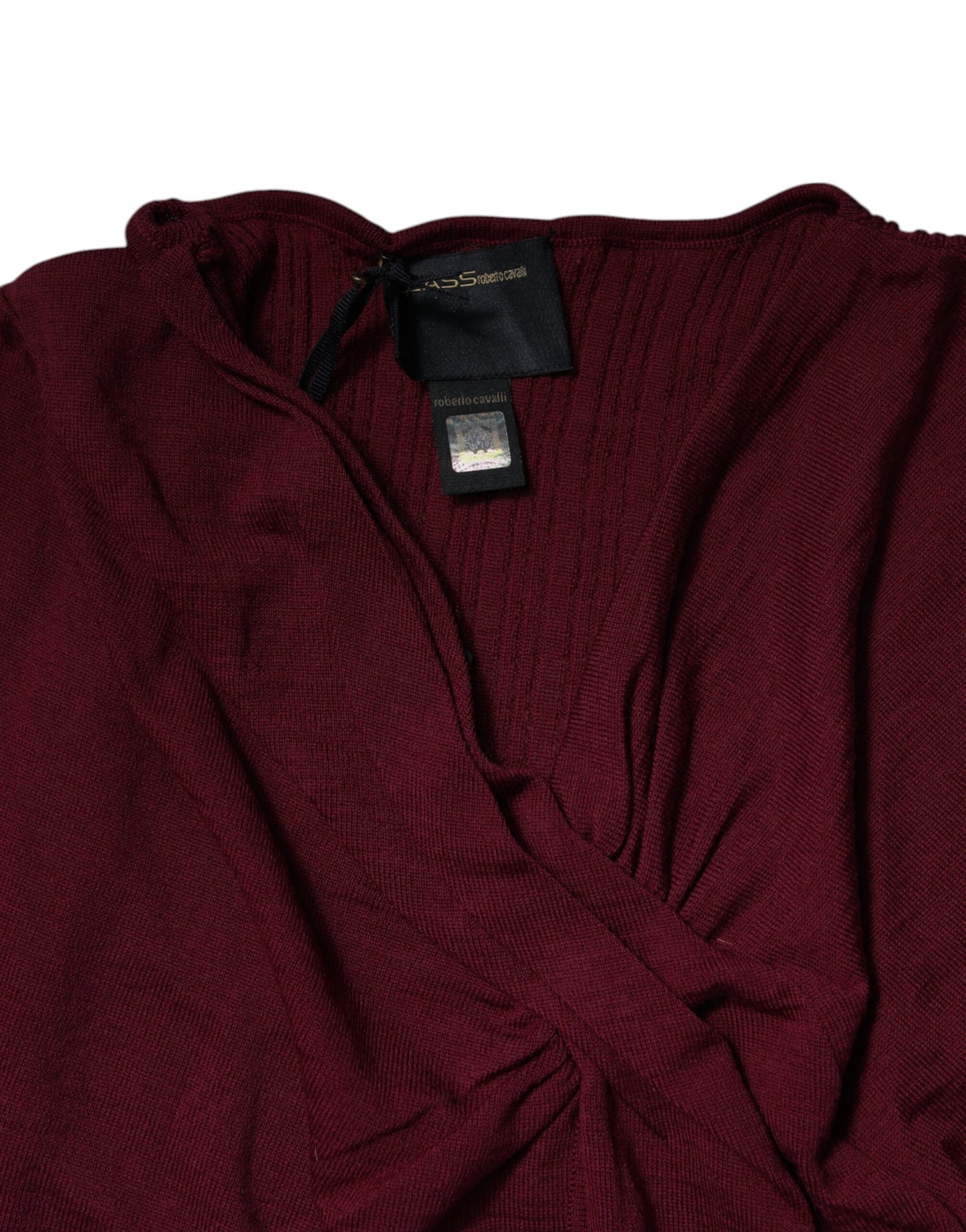 Roberto Cavalli Kastanienbrauner Pullover Schlüsselloch-Strickpullover