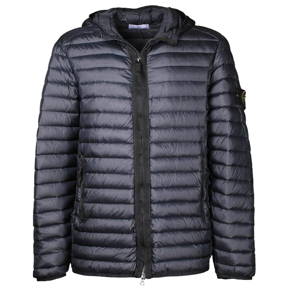 Stone Island Blaue Nylonjacke